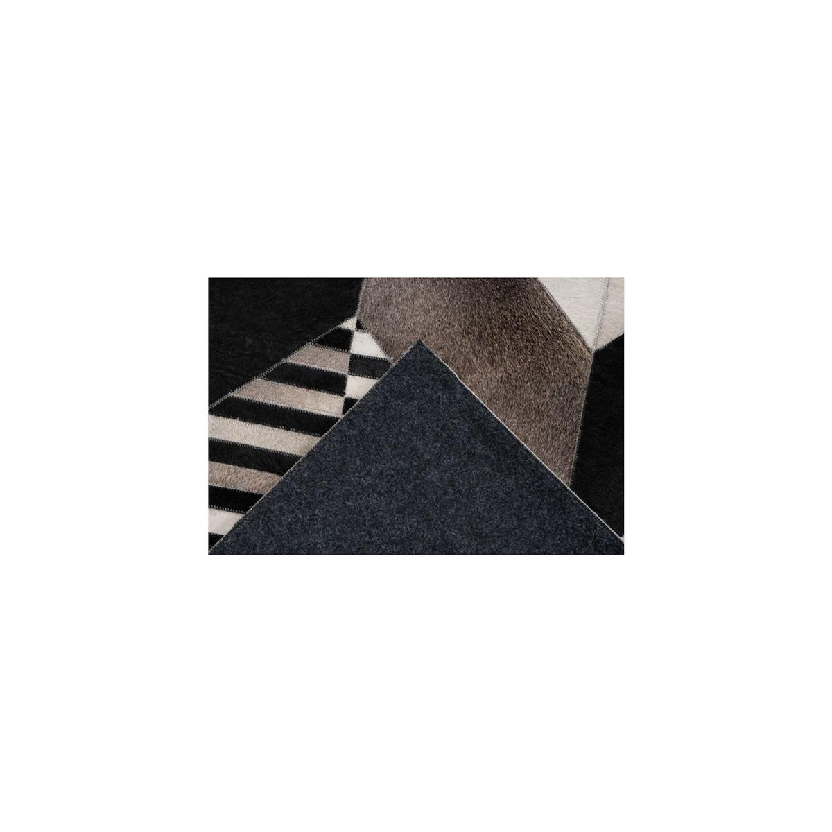 Paris Prix Tapis Fait Main en Cuir  Lavin IV  Noir & Multicolore