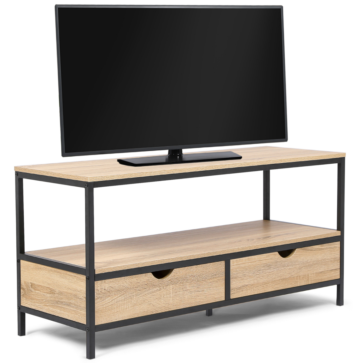 ID MARKET Meuble TV 113 cm DETROIT 2 tiroirs design industriel