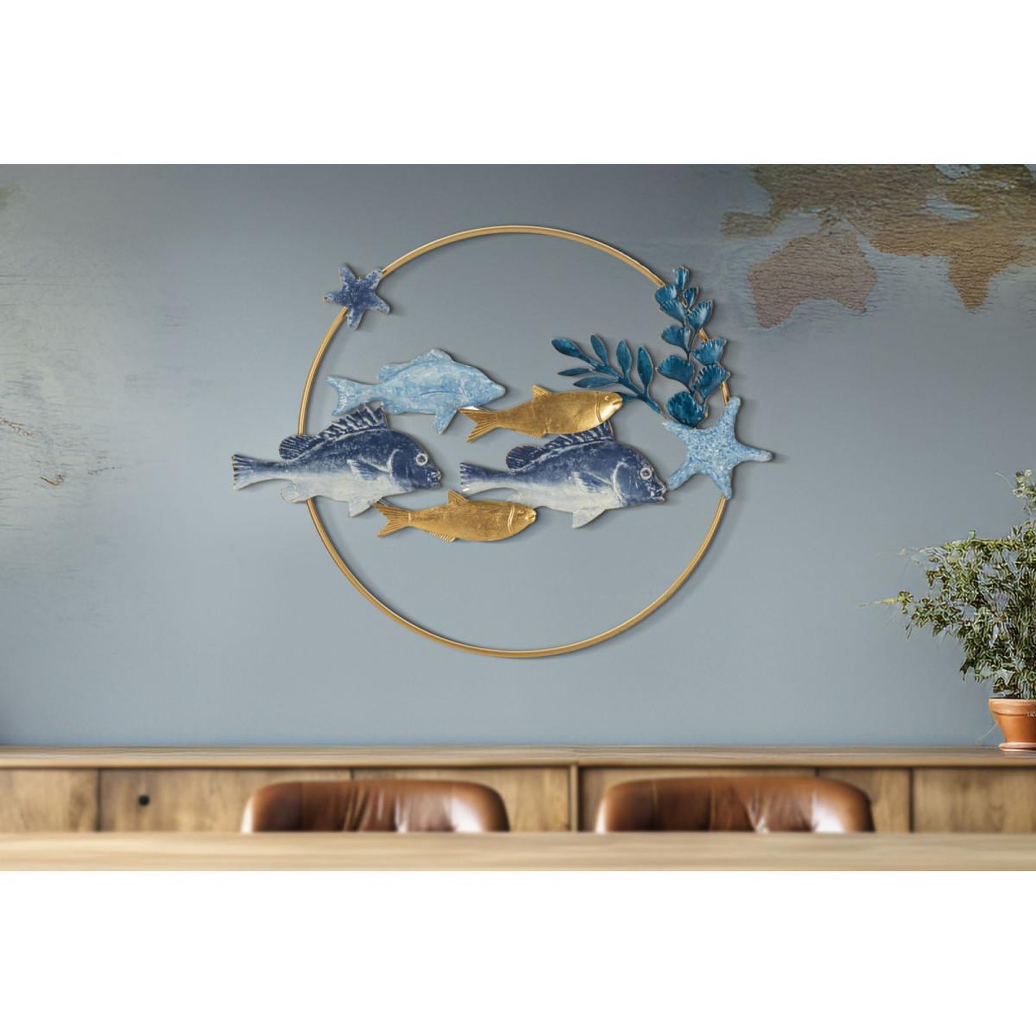 Voir la diapositive 5 : Paris Prix Décoration murale ronde en métal  marine  77cm multicolore