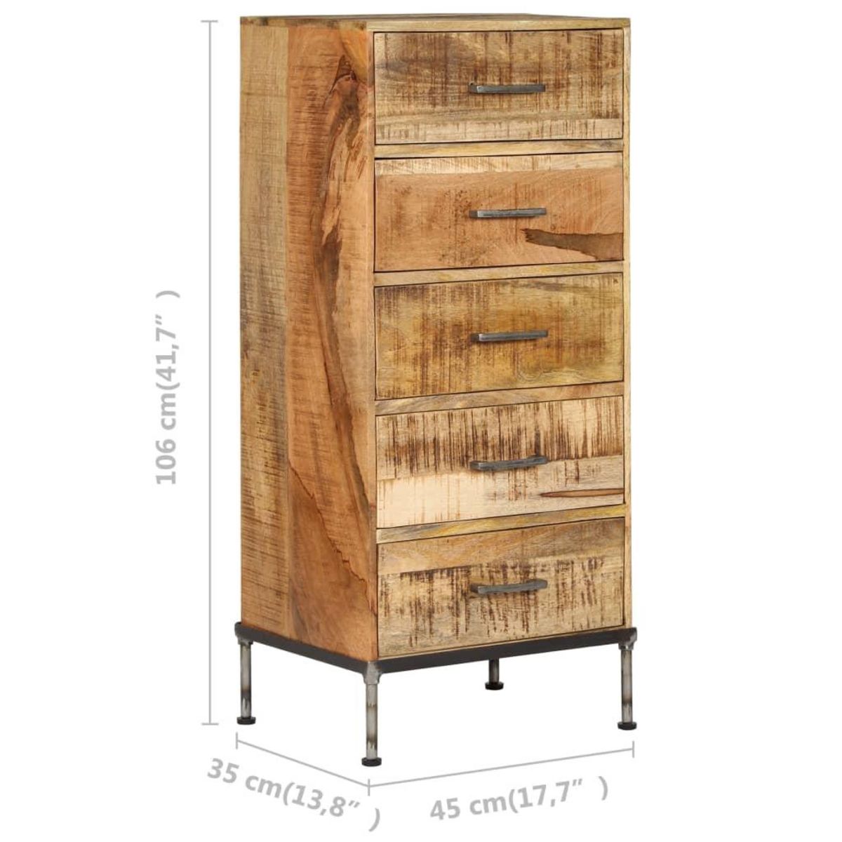 VIDAXL Coffre a tiroirs 45x35x106 cm Bois de manguier massif