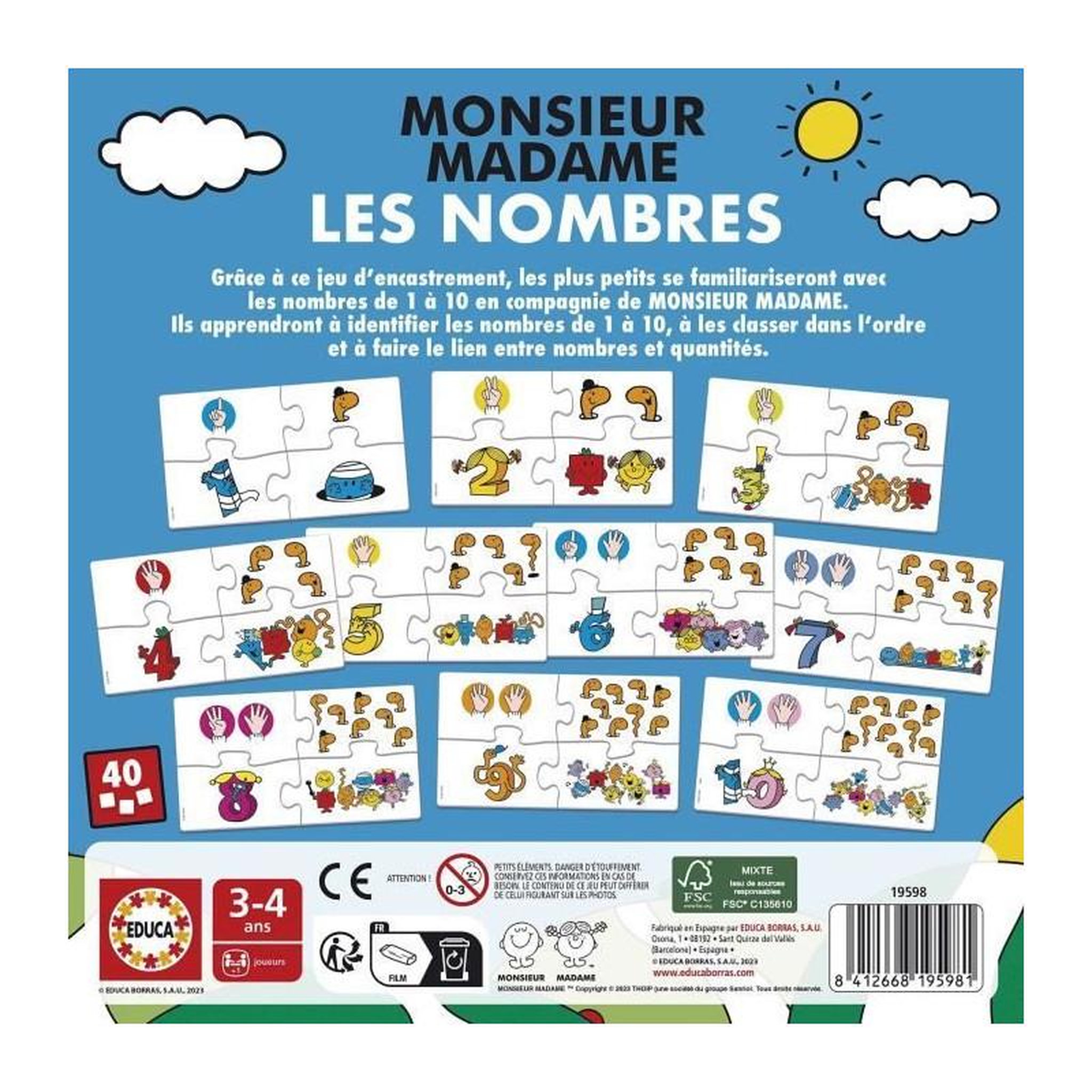 Voir la diapositive 3 : EDUCA Jeu éducatif EDUCA Monsieur et Madame pour apprentissage des chiffres