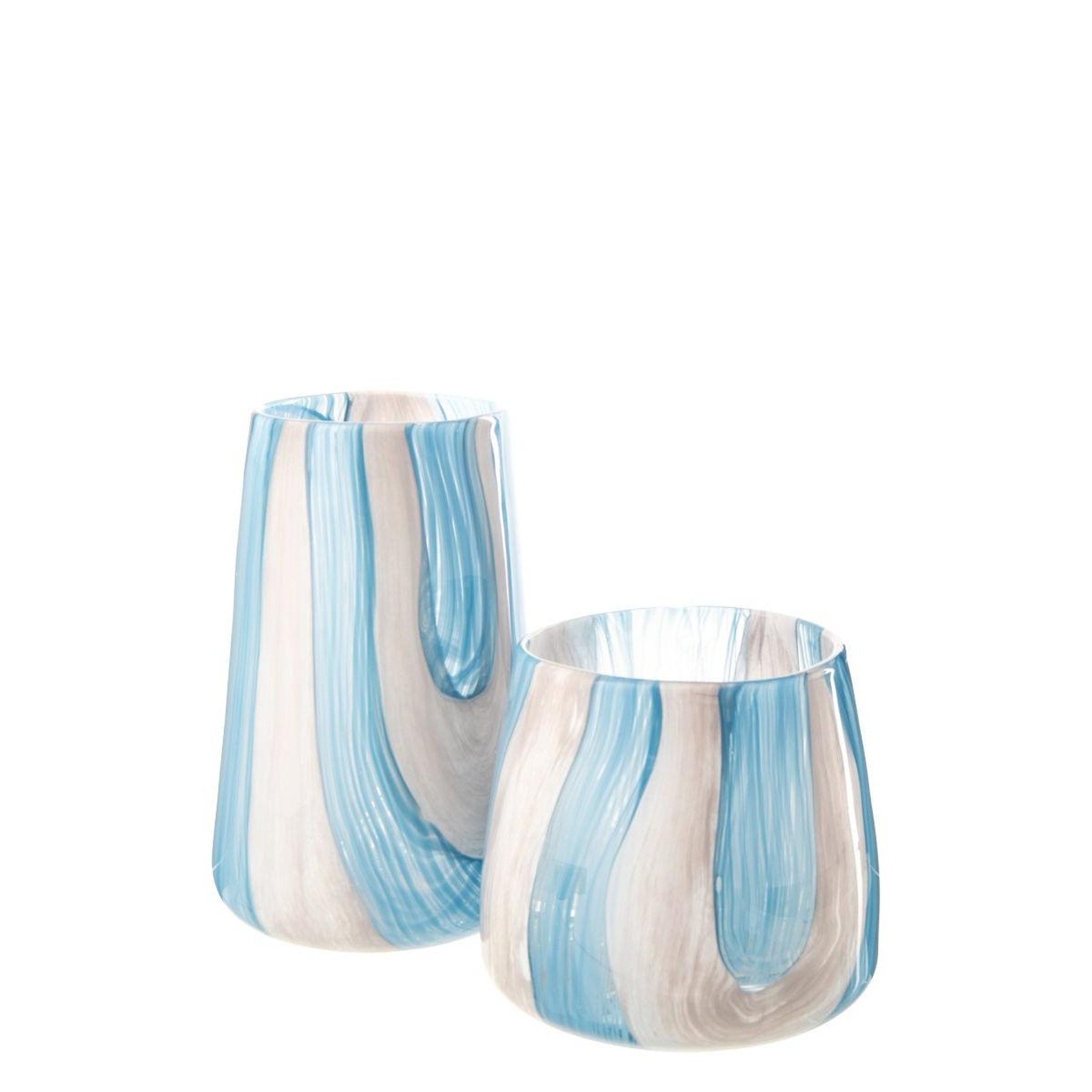 Voir la diapositive 2 : J-LINE Photophore Design en Verre  Quinton  20cm Bleu