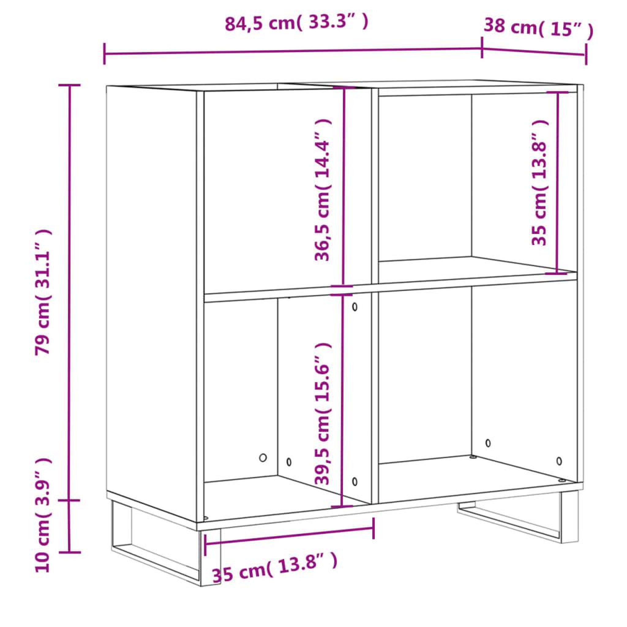 Voir la diapositive 6 : VIDAXL Armoire a disques gris beton 84,5x38x89 cm bois d'ingenierie