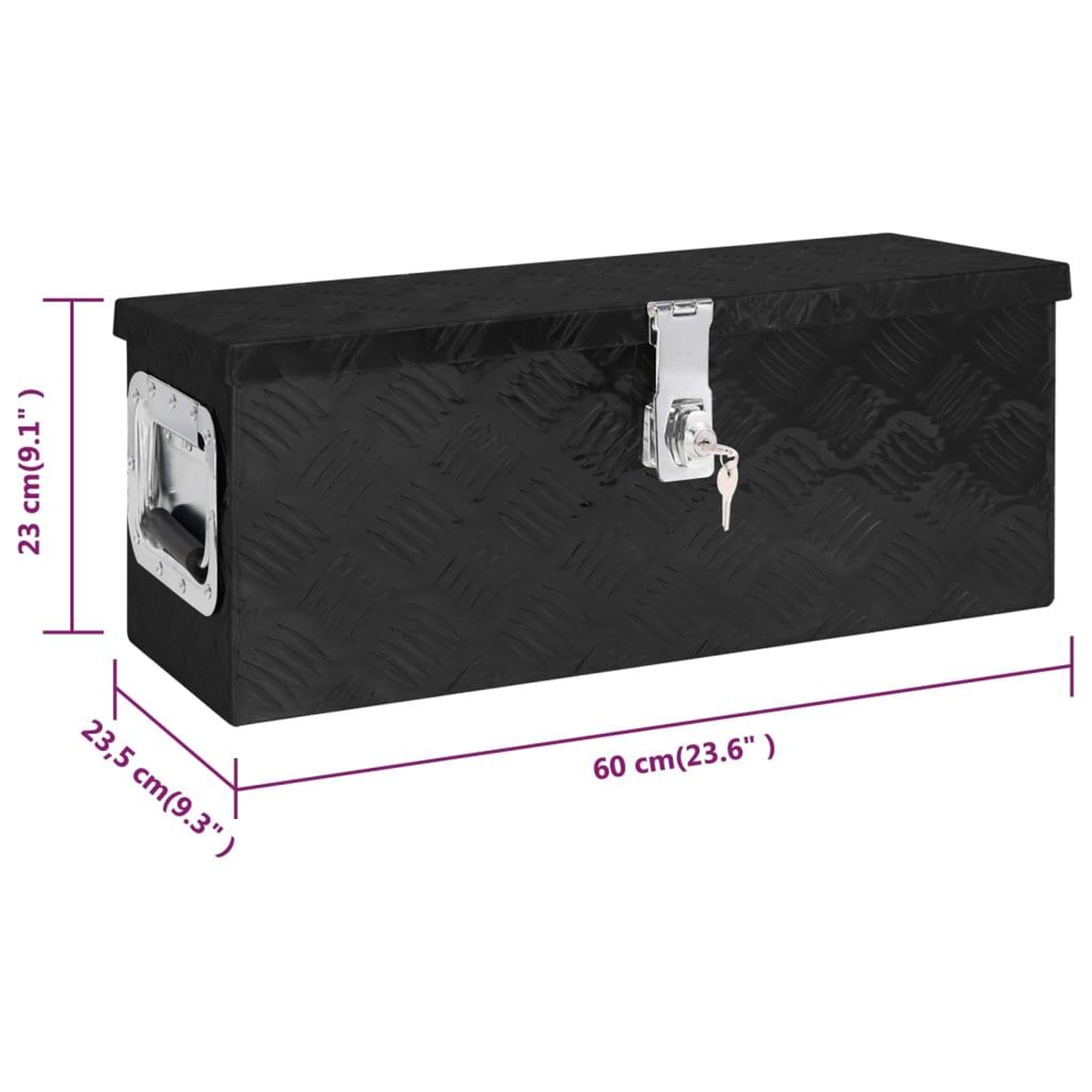 Voir la diapositive 6 : VIDAXL Boîte de rangement Noir 60x23,5x23 cm Aluminium