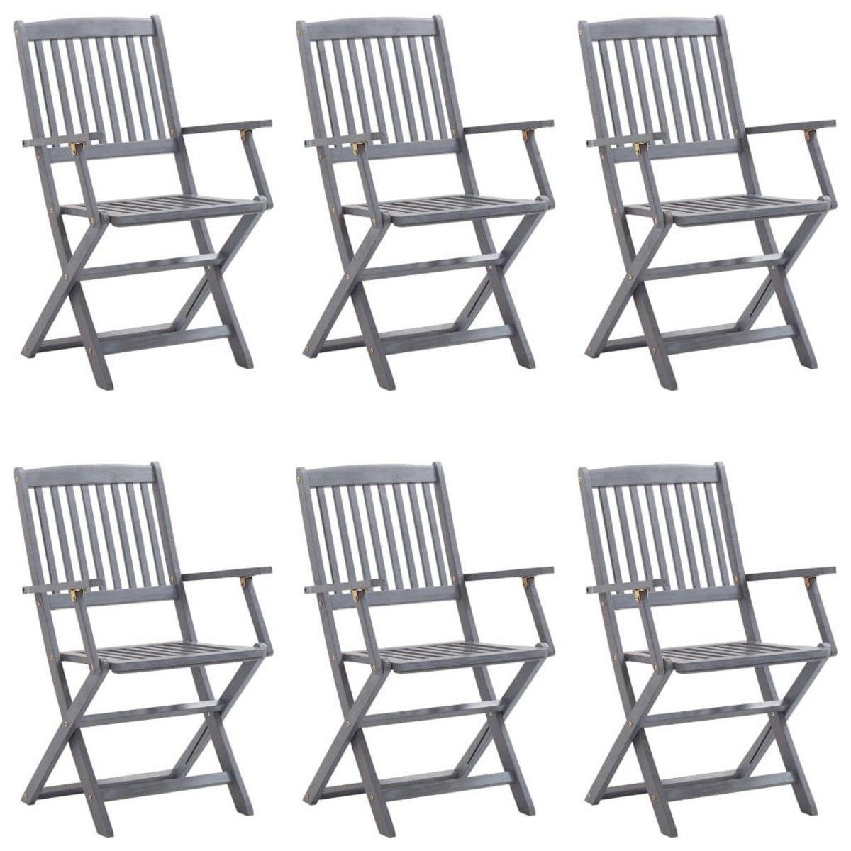 VIDAXL Chaises pliables d'exterieur lot de 6 et coussins Bois d'acacia