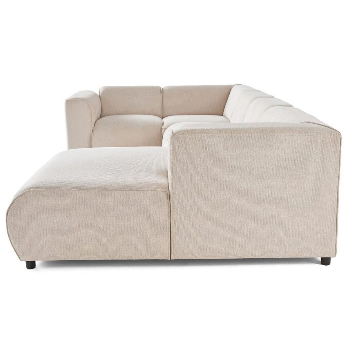 LISA DESIGN Suaro - canapé modulable panoramique d'angle gauche 7 places en tissu texturé