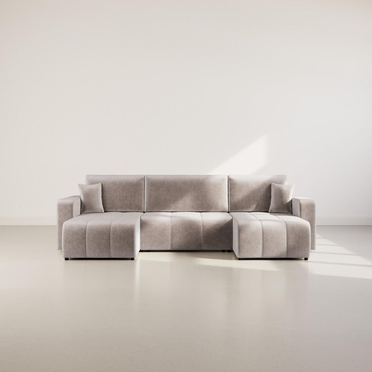 BEST MOBILIER Nicole - canapé panoramique en u 7 places convertible avec coffre en tissu