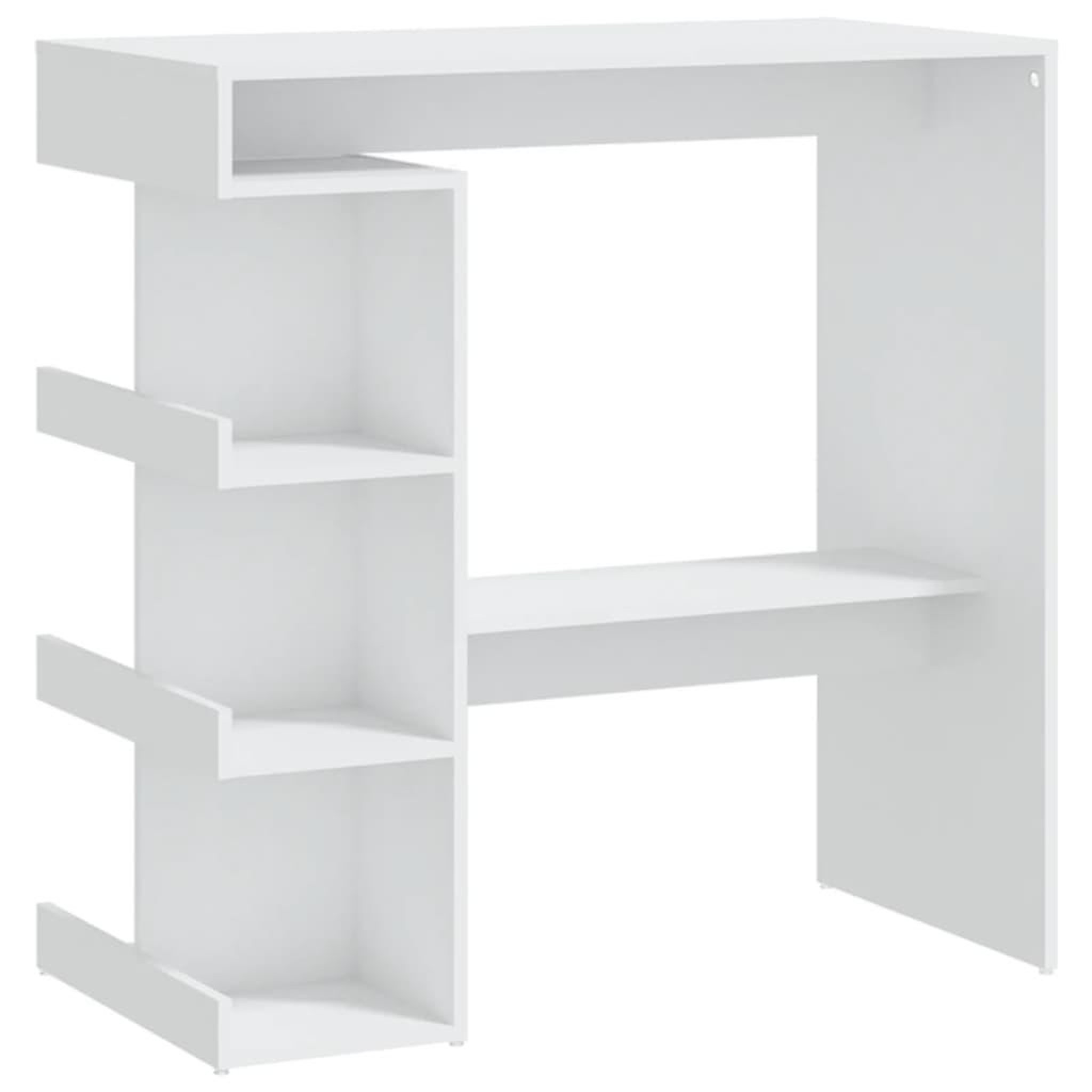 Voir la diapositive 2 : VIDAXL Table de bar avec etagere de rangement Blanc Bois d'ingenierie