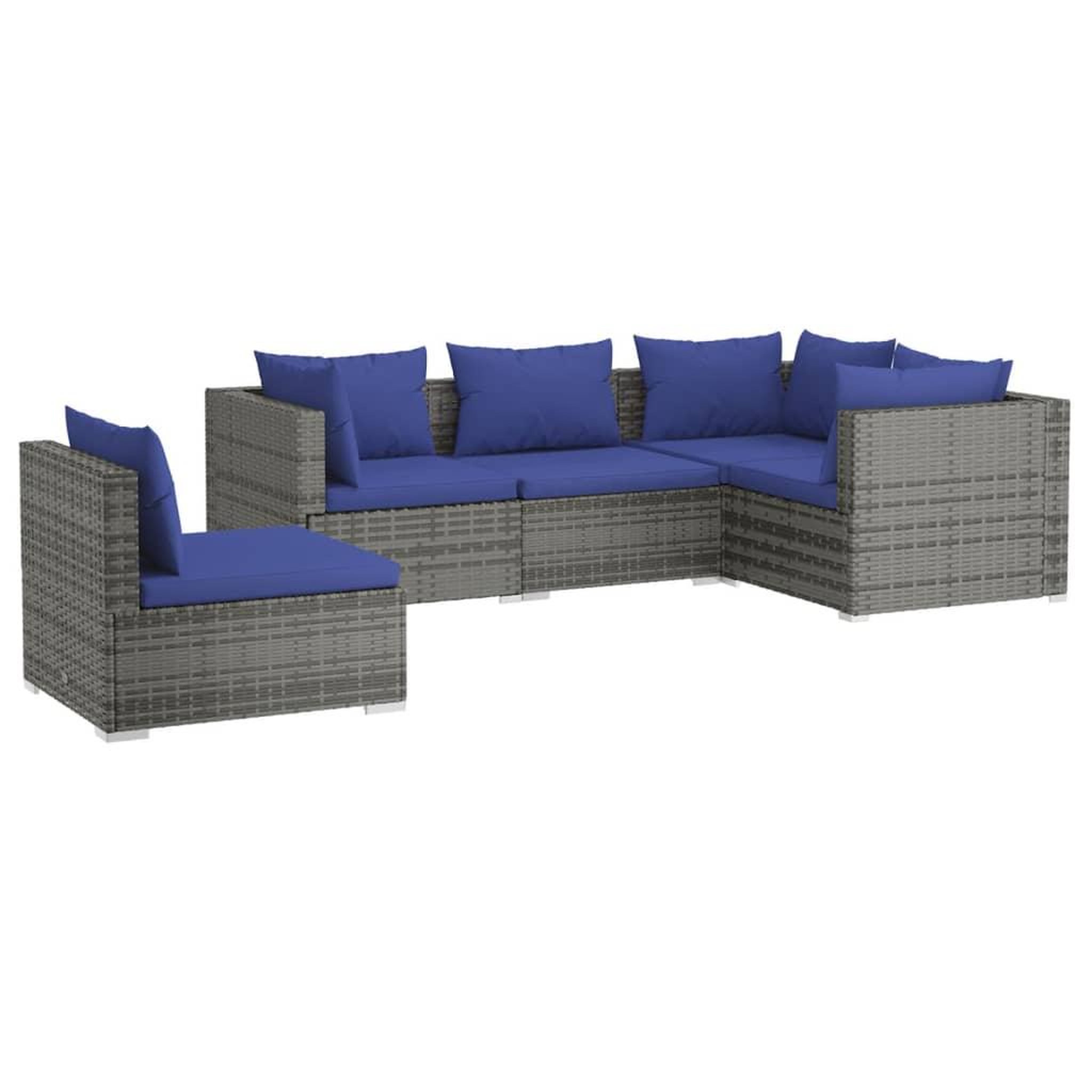 Voir la diapositive 2 : VIDAXL Salon de jardin 5 pcs avec coussins resine tressee gris