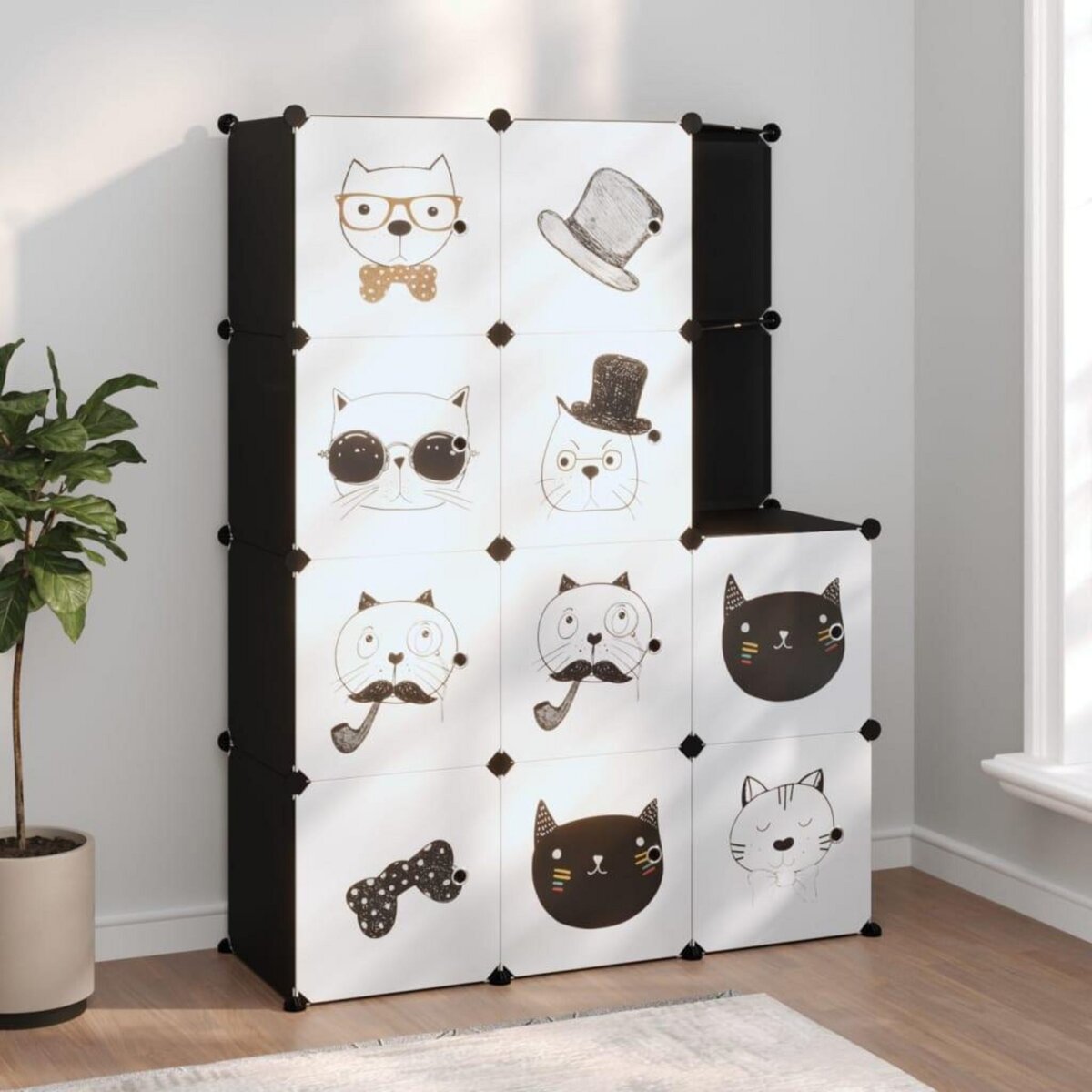VIDAXL Armoire de rangement pour enfants avec 10 cubes Noir PP