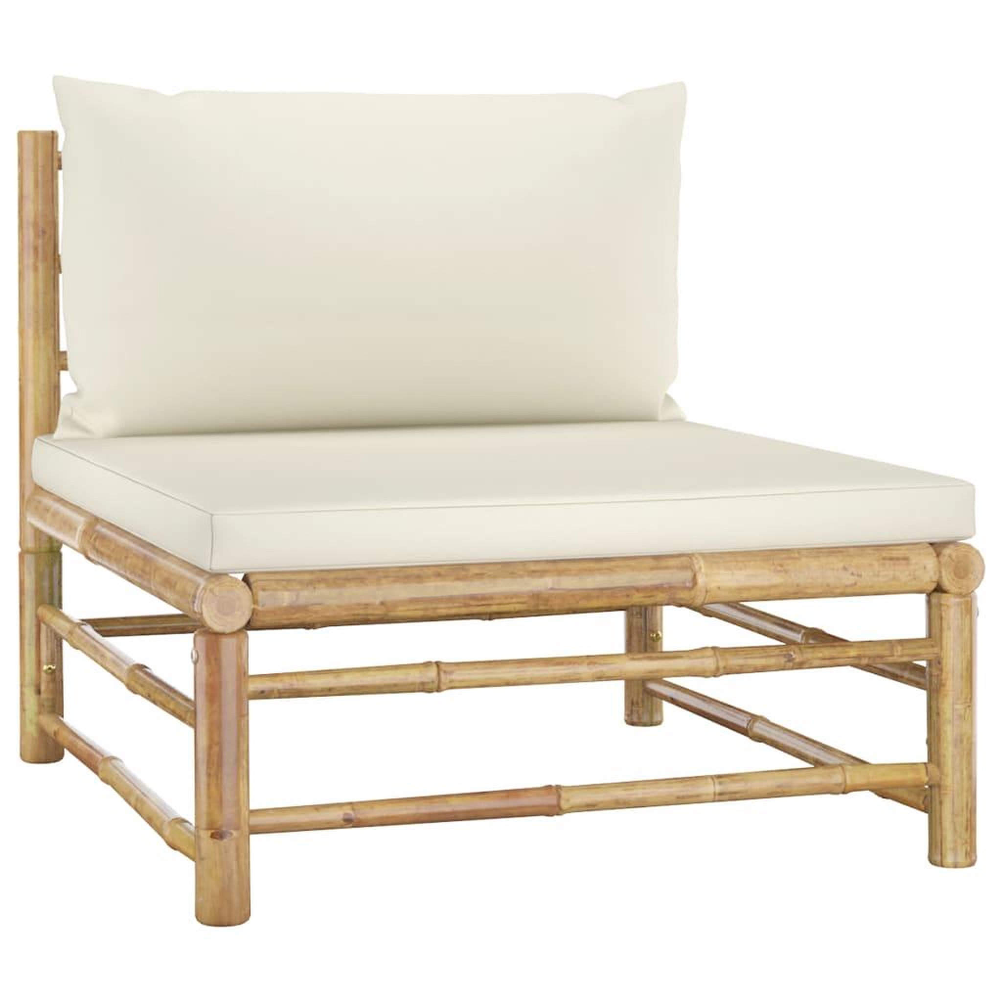 Voir la diapositive 5 : VIDAXL Salon de jardin 6 pcs avec coussins blanc creme bambou
