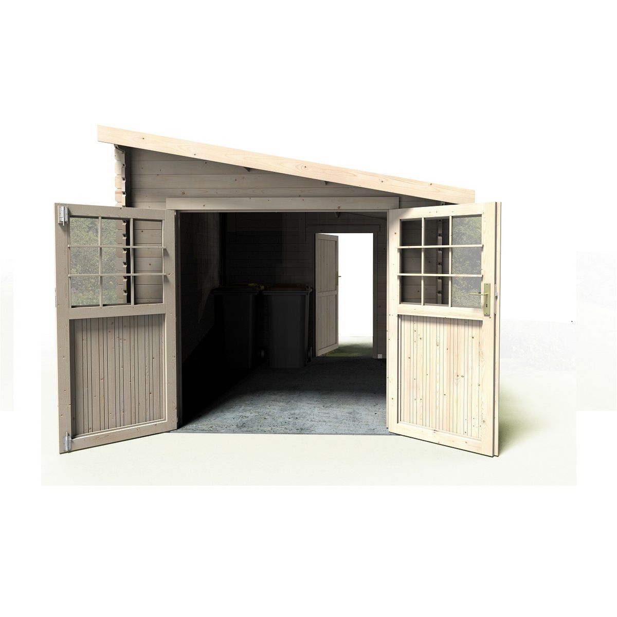 Abri jardin bois adossable traversant Ventspils / 7.29m² / 28mm