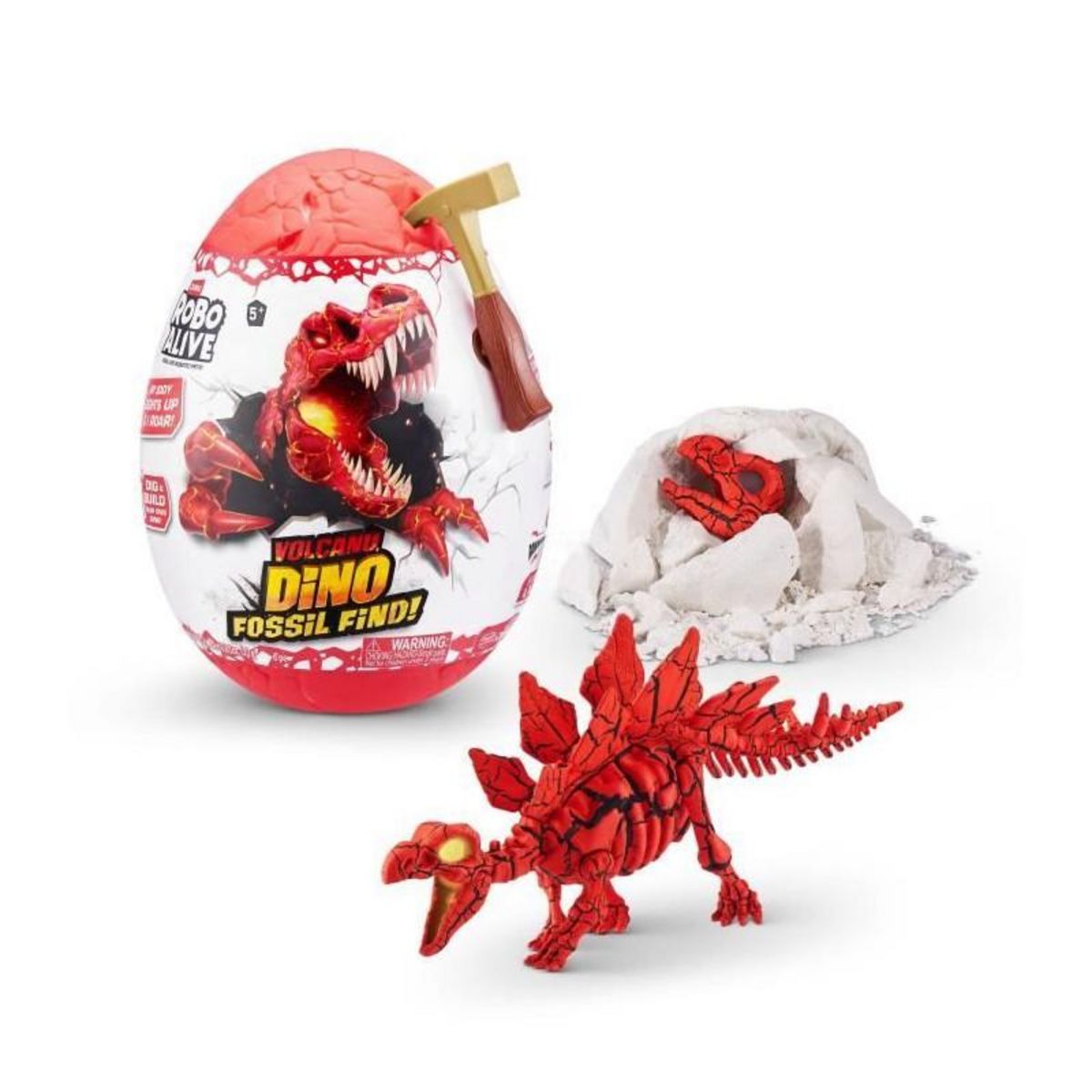 ZURU Jeu de fouille - ZURU - ROBO ALIVE Volcano Fossil Find S2 - Fossiles de dinosaures - Sons et lumieres - Roche et sable