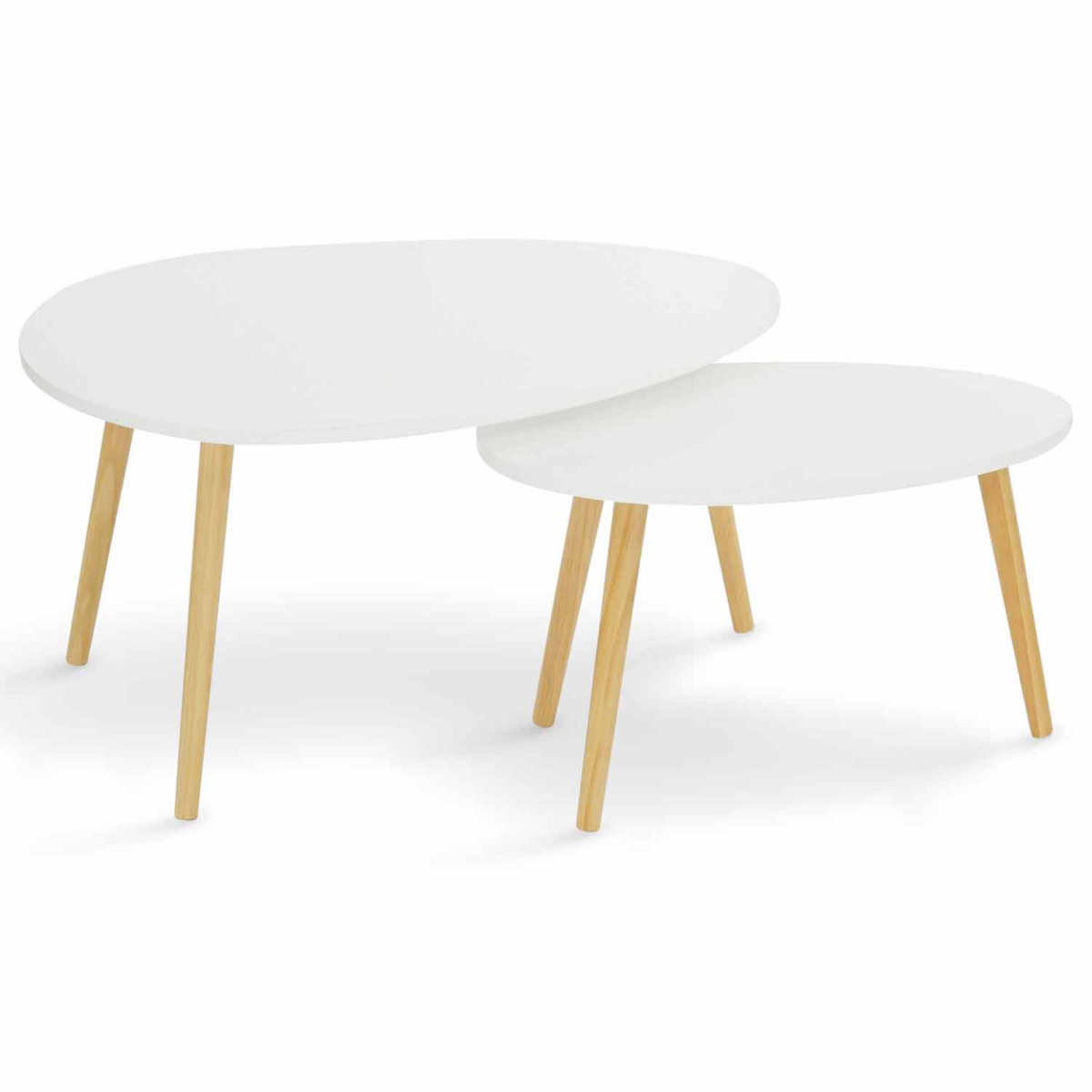 ID MARKET Lot de 2 tables basses gigognes GAIA laquées blanc scandinave