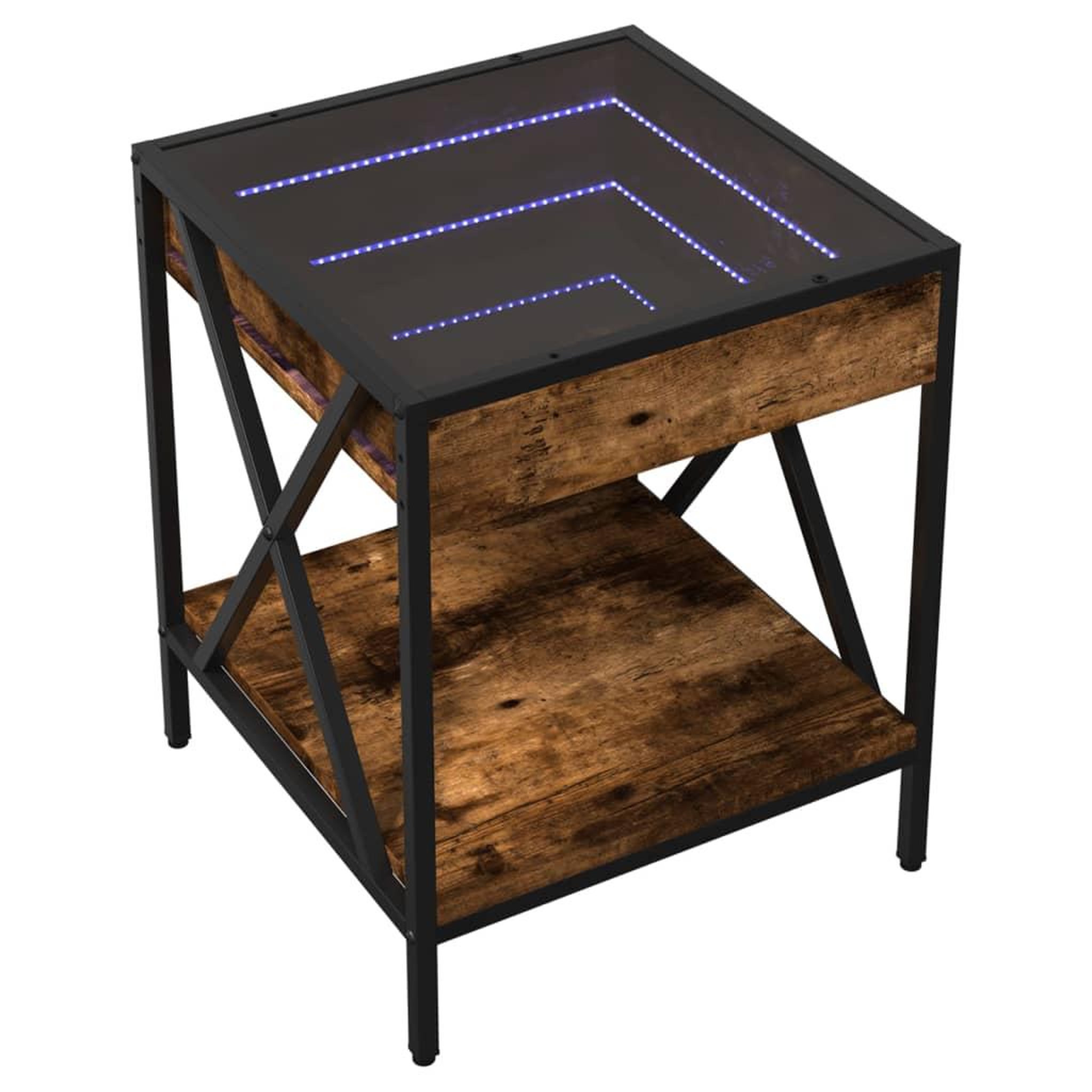 Voir la diapositive 3 : VIDAXL Table de chevet avec LED infini chene fume 40x40x49 cm