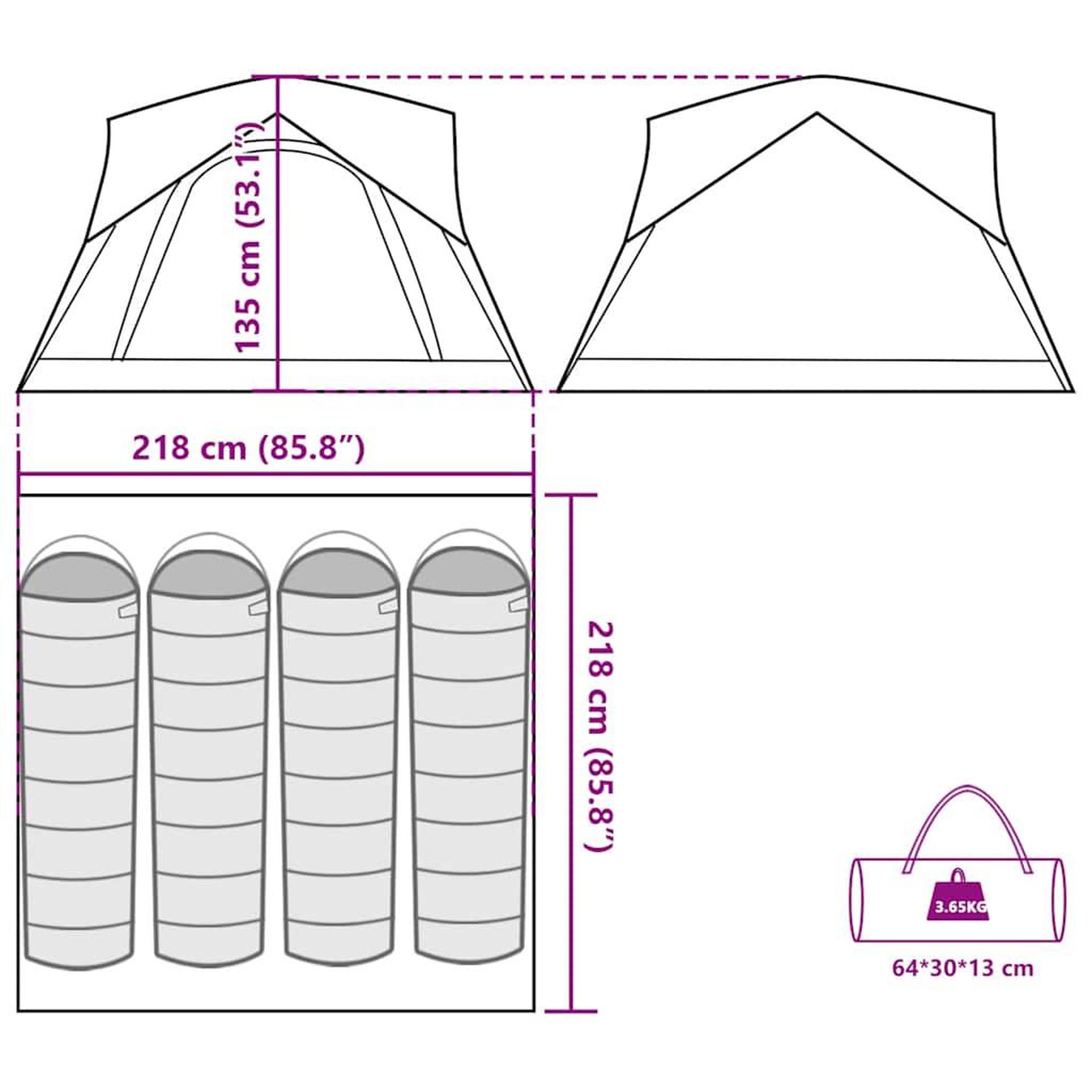 Voir la diapositive 6 : VIDAXL Tente de camping de cabine 4 personnes vert impermeable