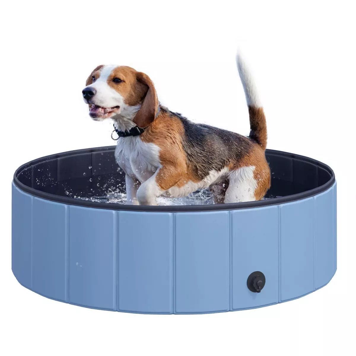 PAWHUT Piscine pour chien bassin PVC pliable anti-glissant facile à nettoyer diamètre 100 cm hauteur 30 cm bleu