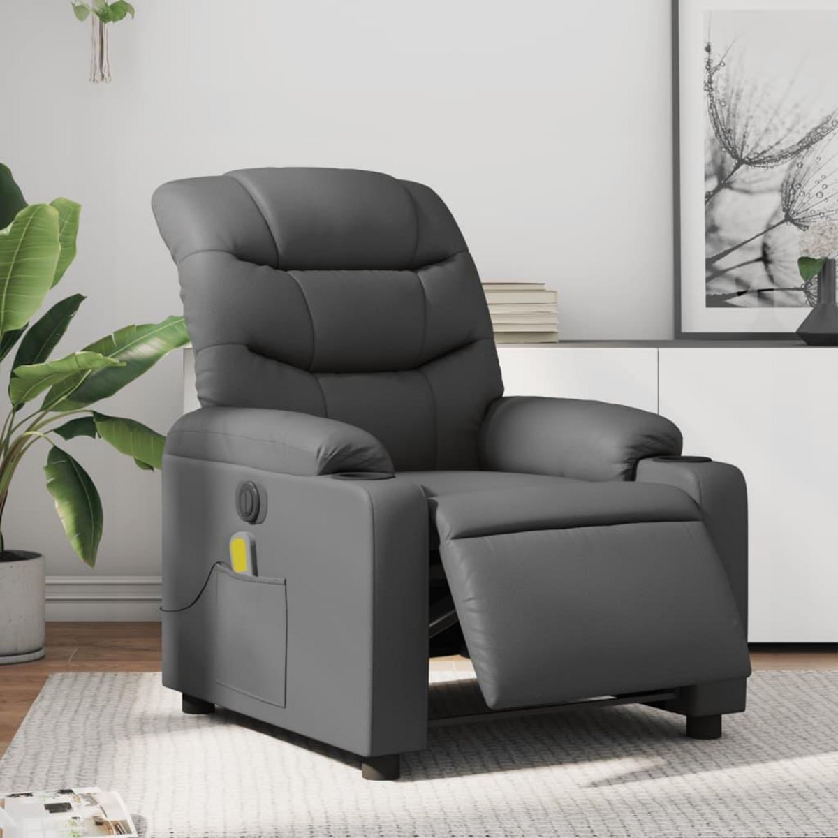 VIDAXL Fauteuil de massage inclinable electrique gris similicuir