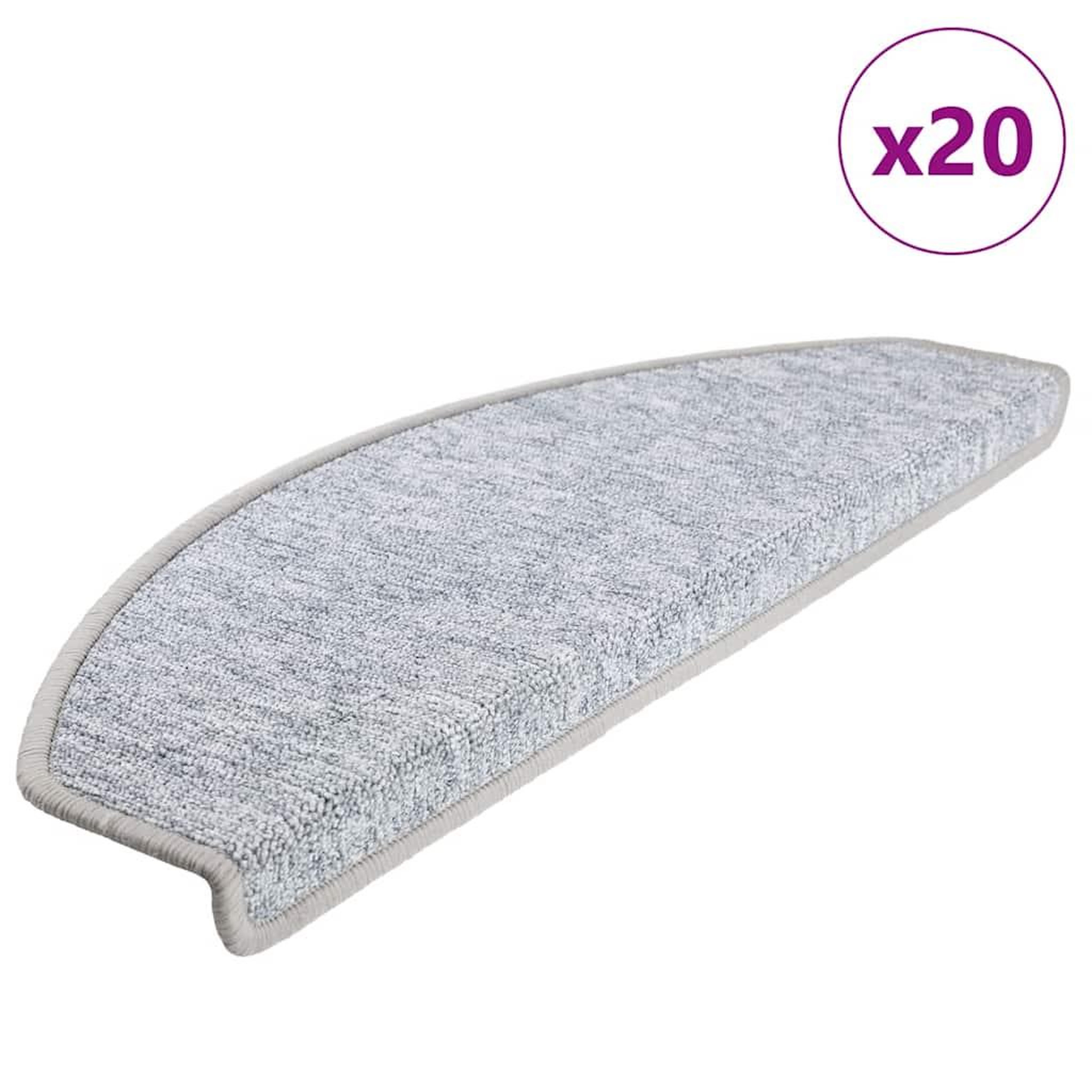 VIDAXL Tapis d'escalier 20 pcs gris clair 65x24x4 cm