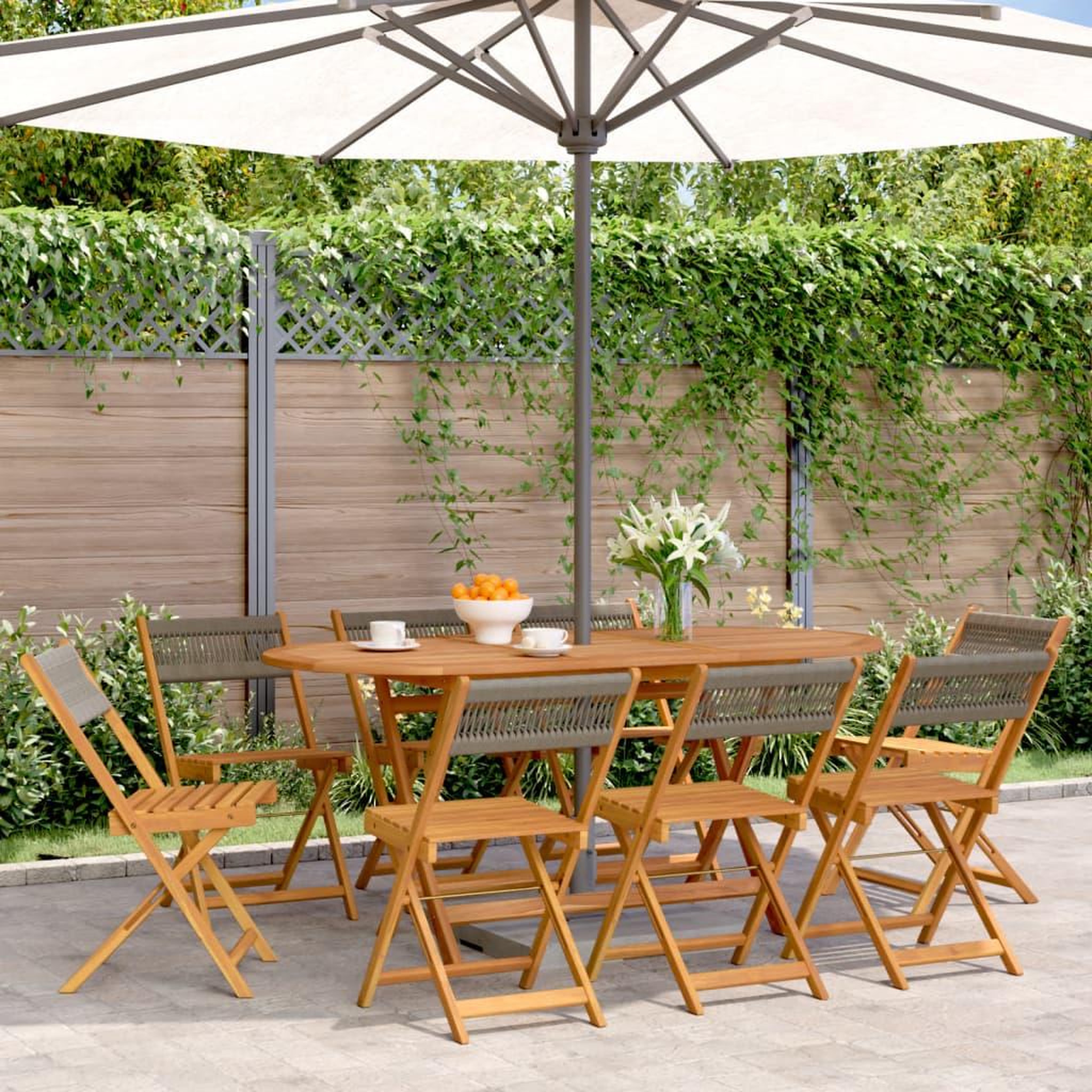 VIDAXL Chaises de jardin pliables lot de 8 gris bois d'acacia massif