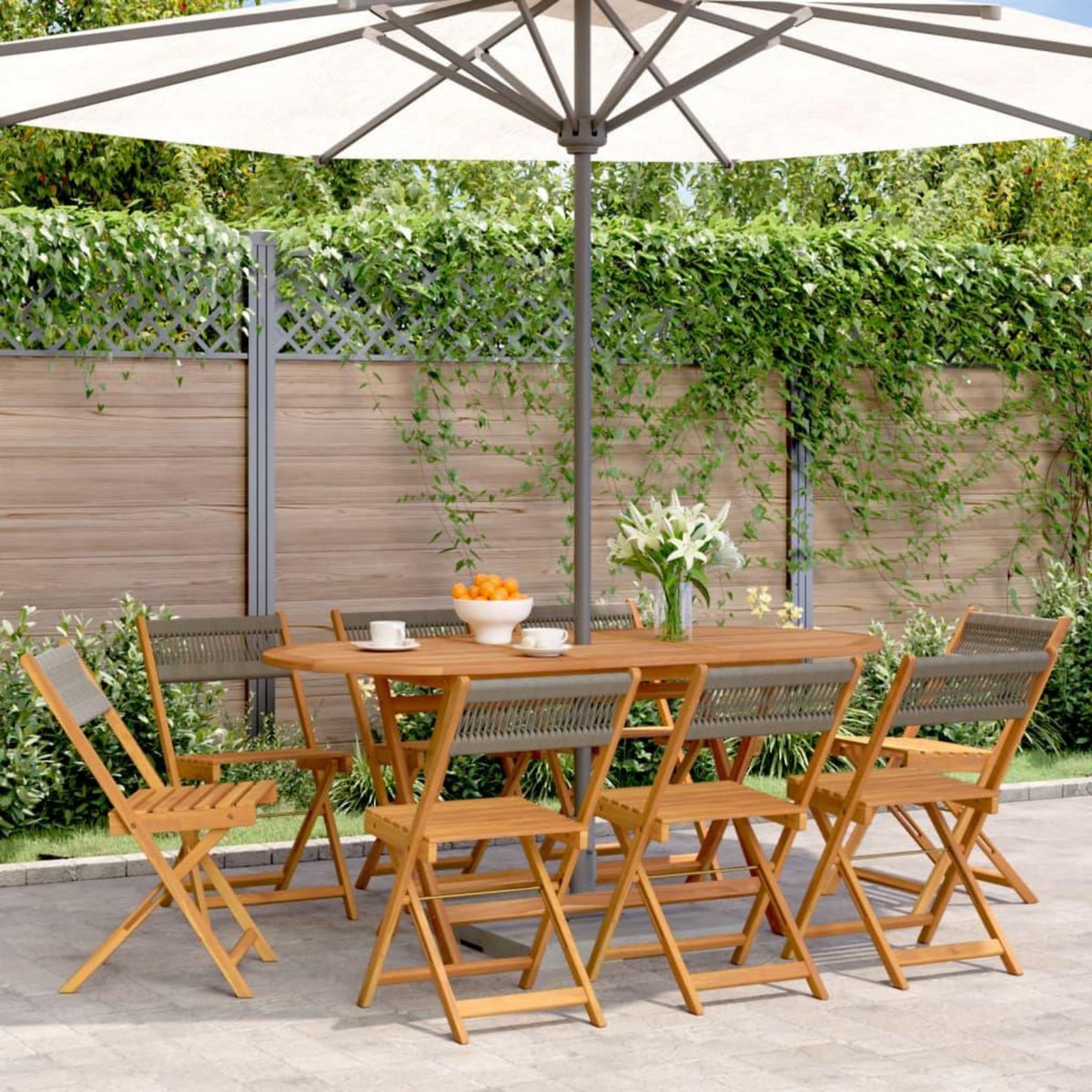 VIDAXL Chaises de jardin pliables lot de 8 gris bois d'acacia massif