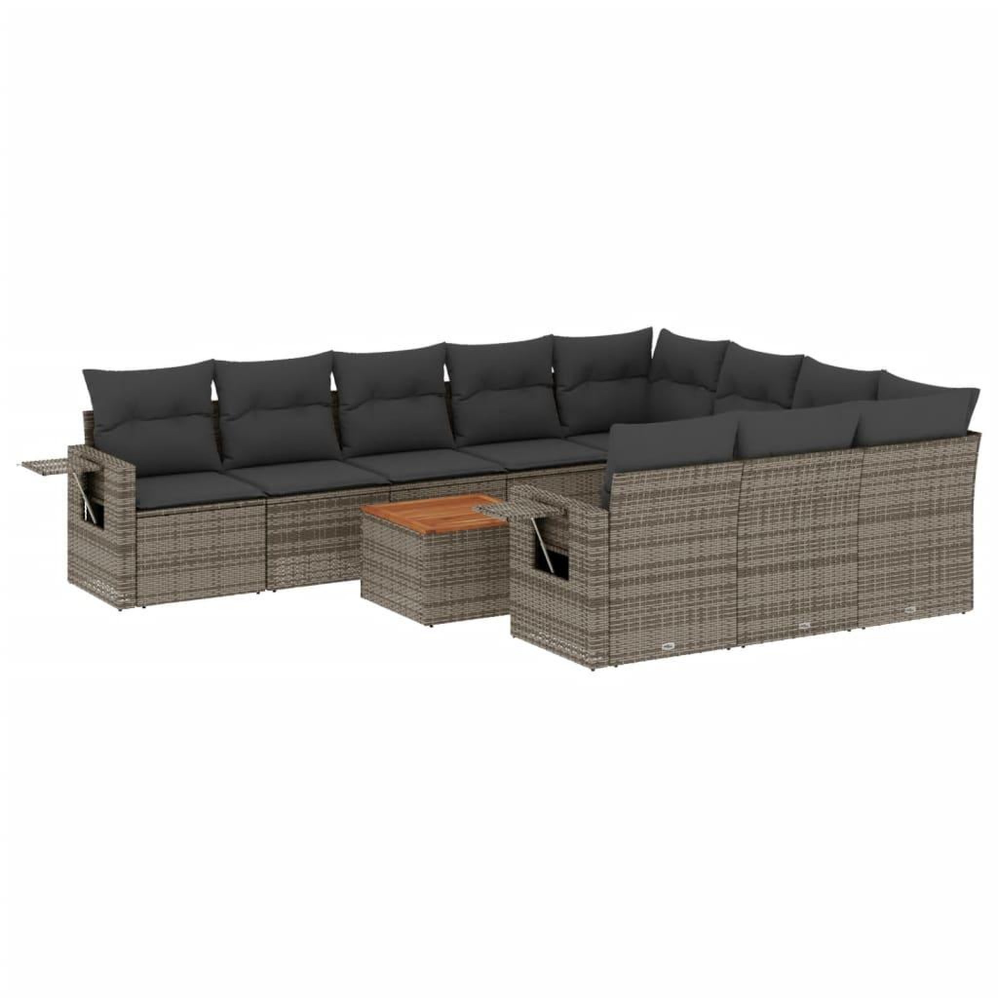 Voir la diapositive 2 : VIDAXL Salon de jardin 11 pcs avec coussins gris resine tressee