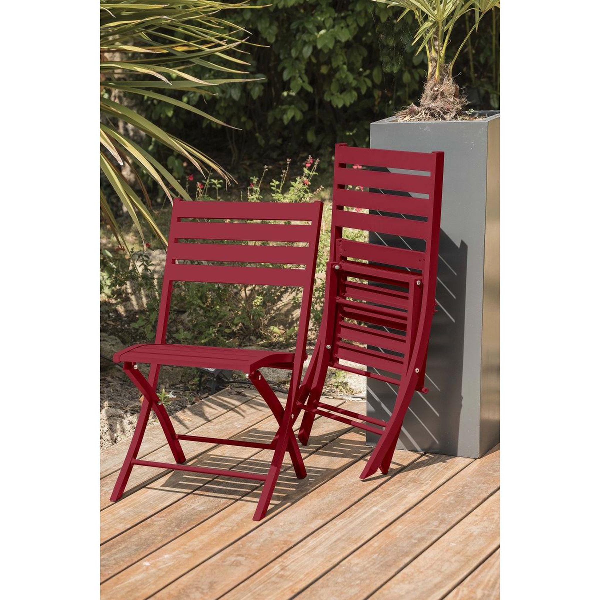 Voir la diapositive 4 : Paris Prix Lot de 2 chaises de jardin pliantes  marius  82cm rouge carmin