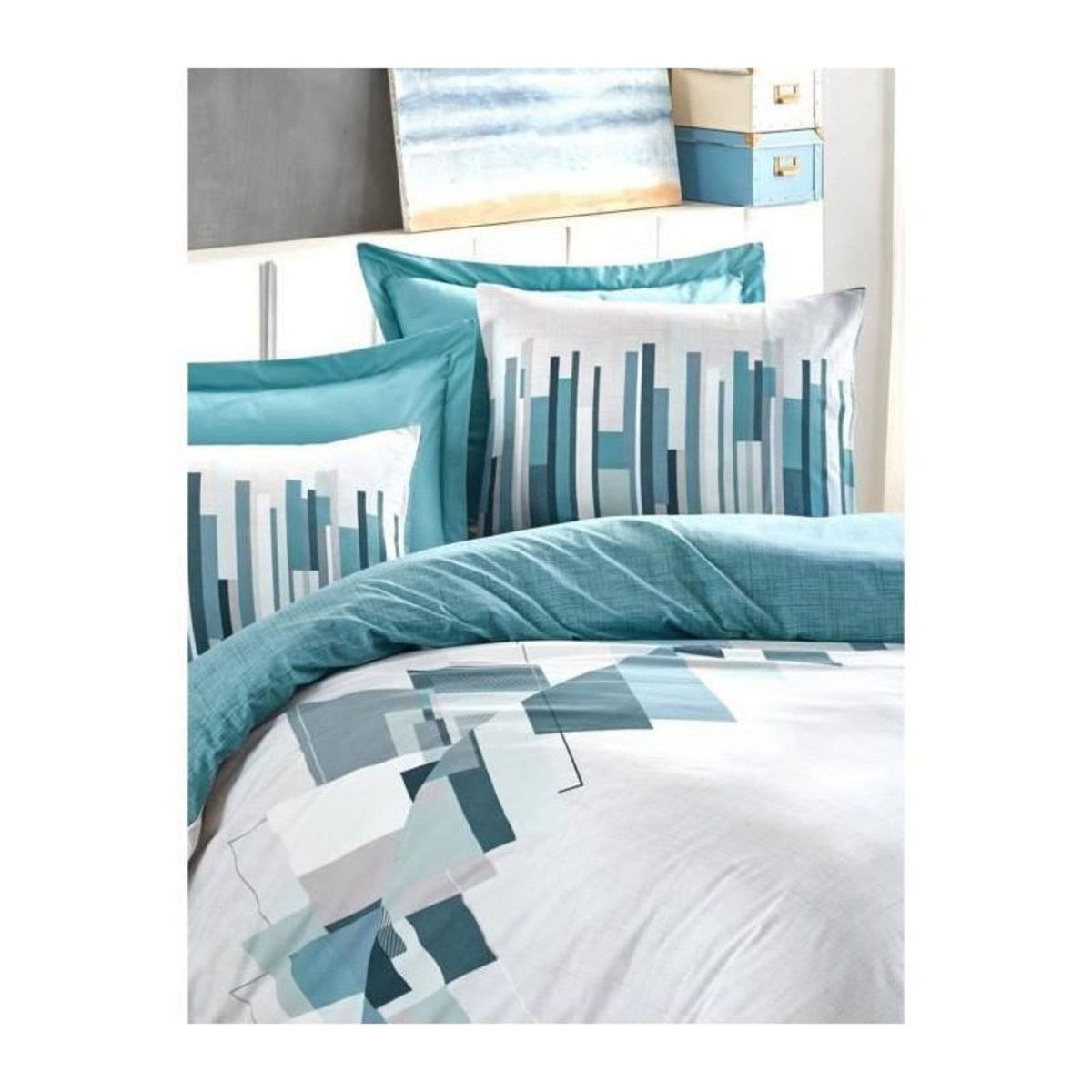 GENERIQUE Parure de lit - 129CTN62631 - 1 housse de couette 220 x 240 cm + 2 taies d'oreiller 60 x 60 cm - 100% coton ranforcé - Vert