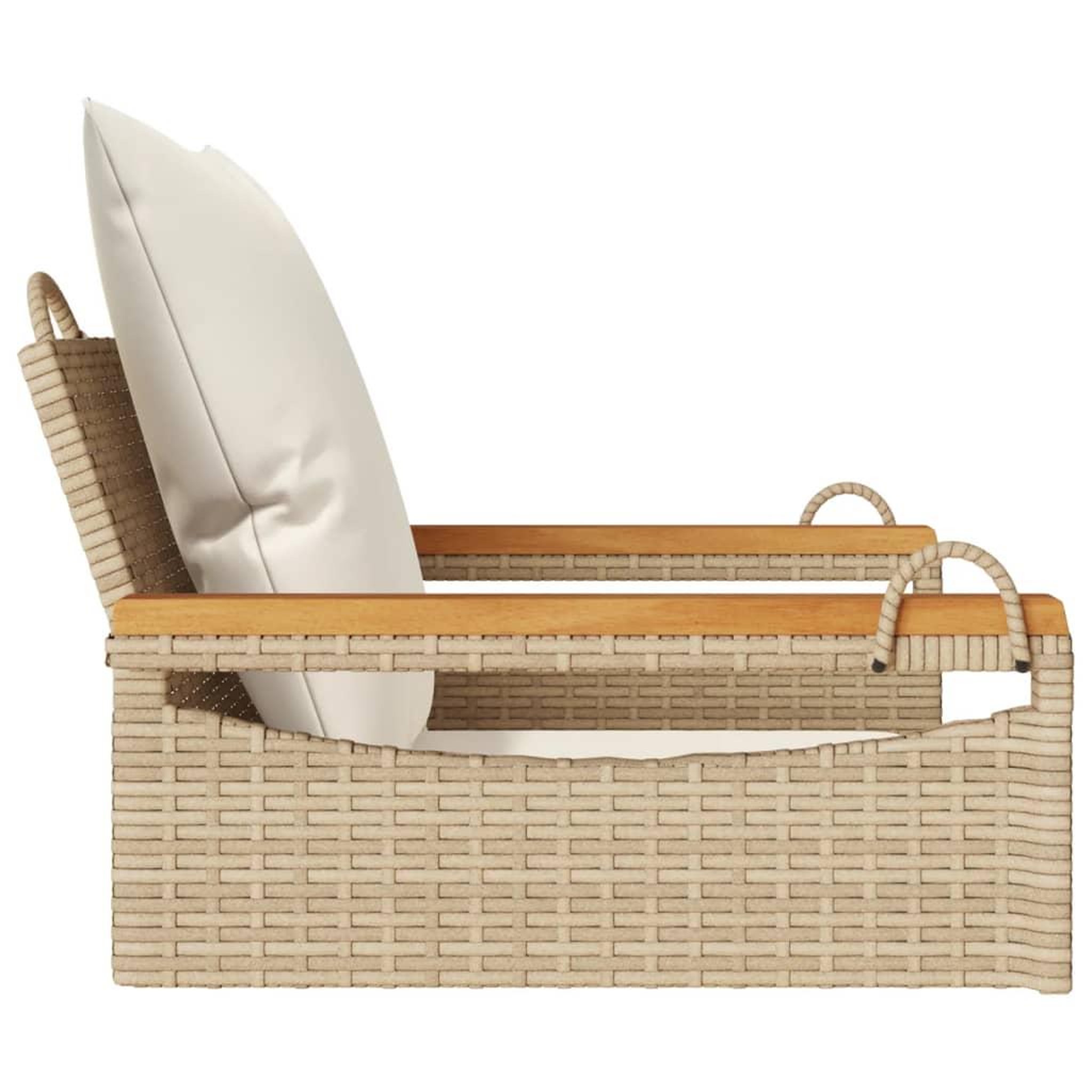 Voir la diapositive 5 : VIDAXL Balancelle avec coussins beige 63x62x40 cm resine tressee