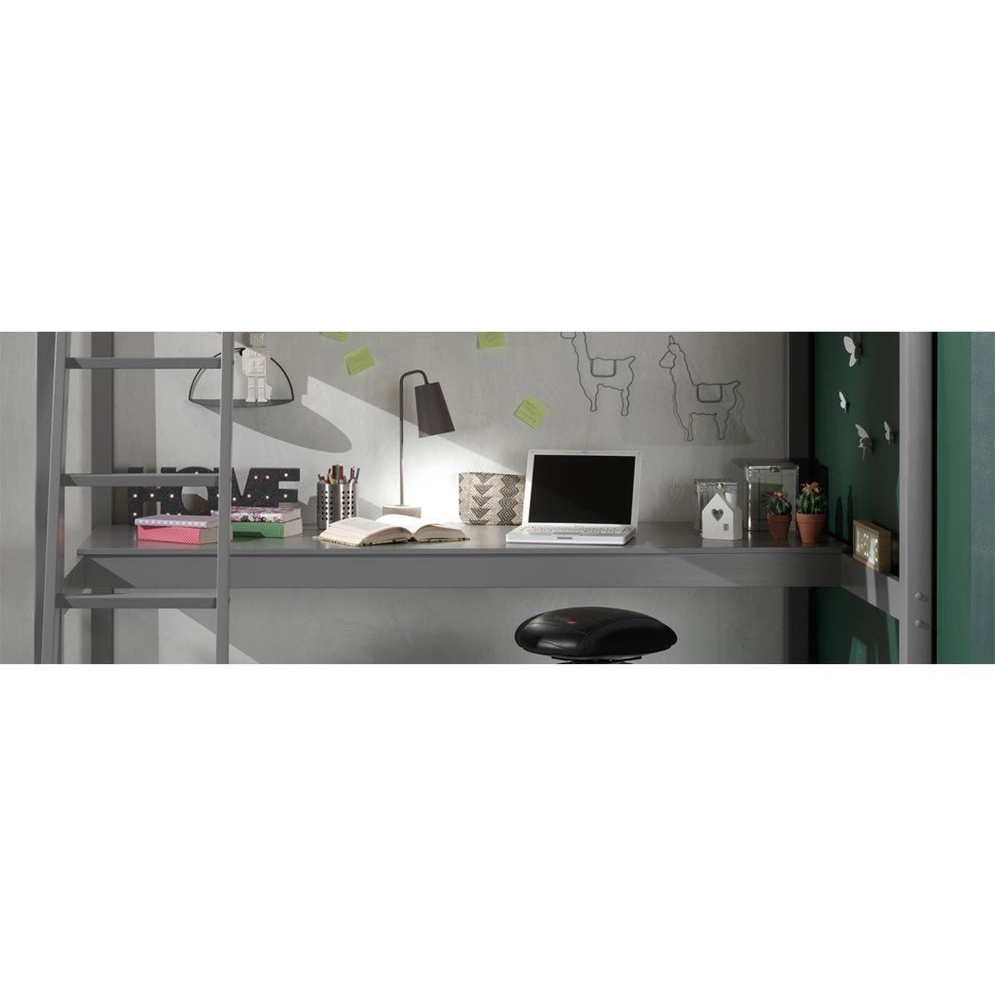 Voir la diapositive 3 : Paris Prix Plan de travail pour lit mezzanine  pino  69x205cm gris