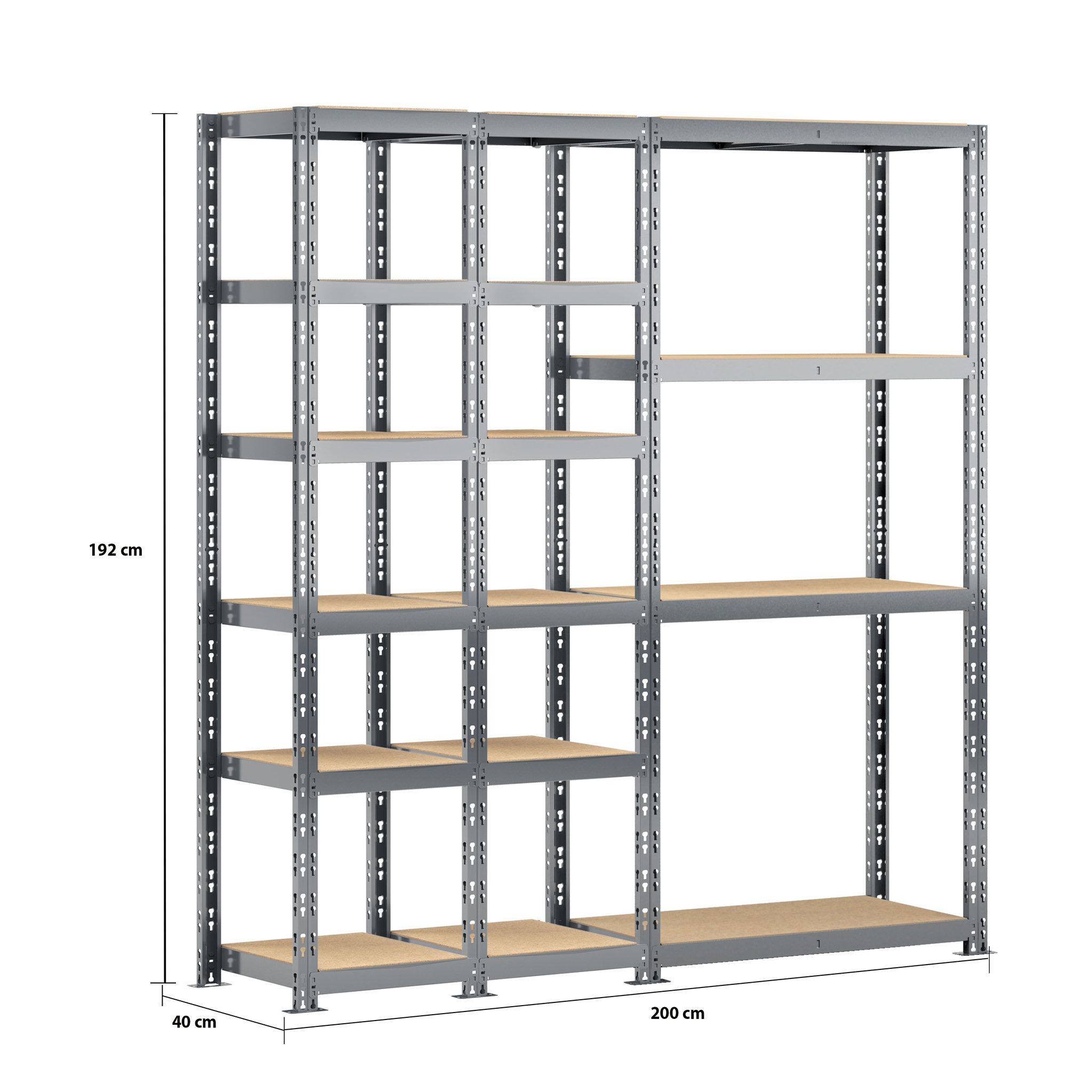 Voir la diapositive 2 : Concept rangement de garage MODULÖ STORAGE SYSTEME EXTENSION 3 étagères -16 plateaux longueur 200 cm