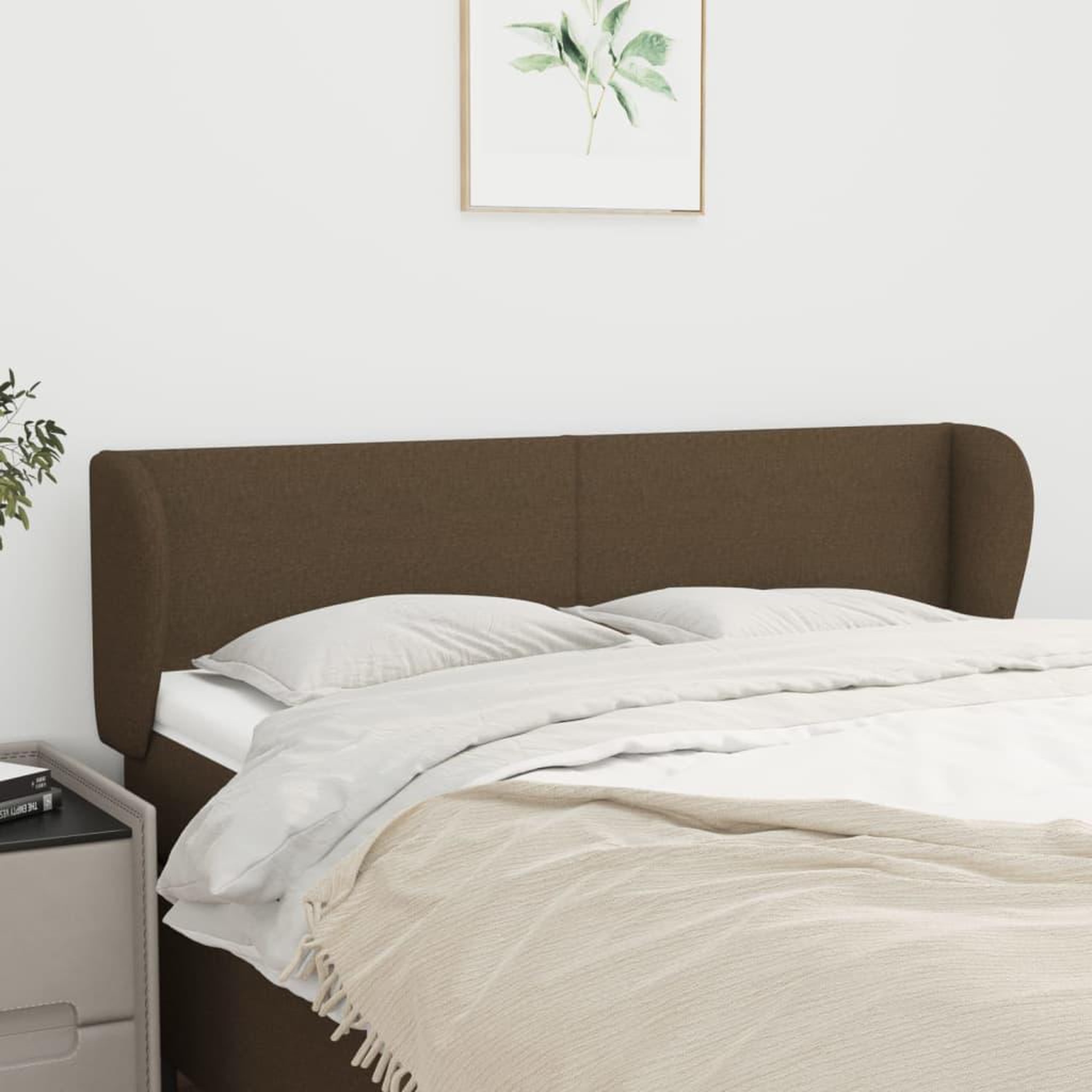 Voir la diapositive 1 : VIDAXL Tete de lit avec oreilles Marron fonce 147x23x78/88 cm Tissu
