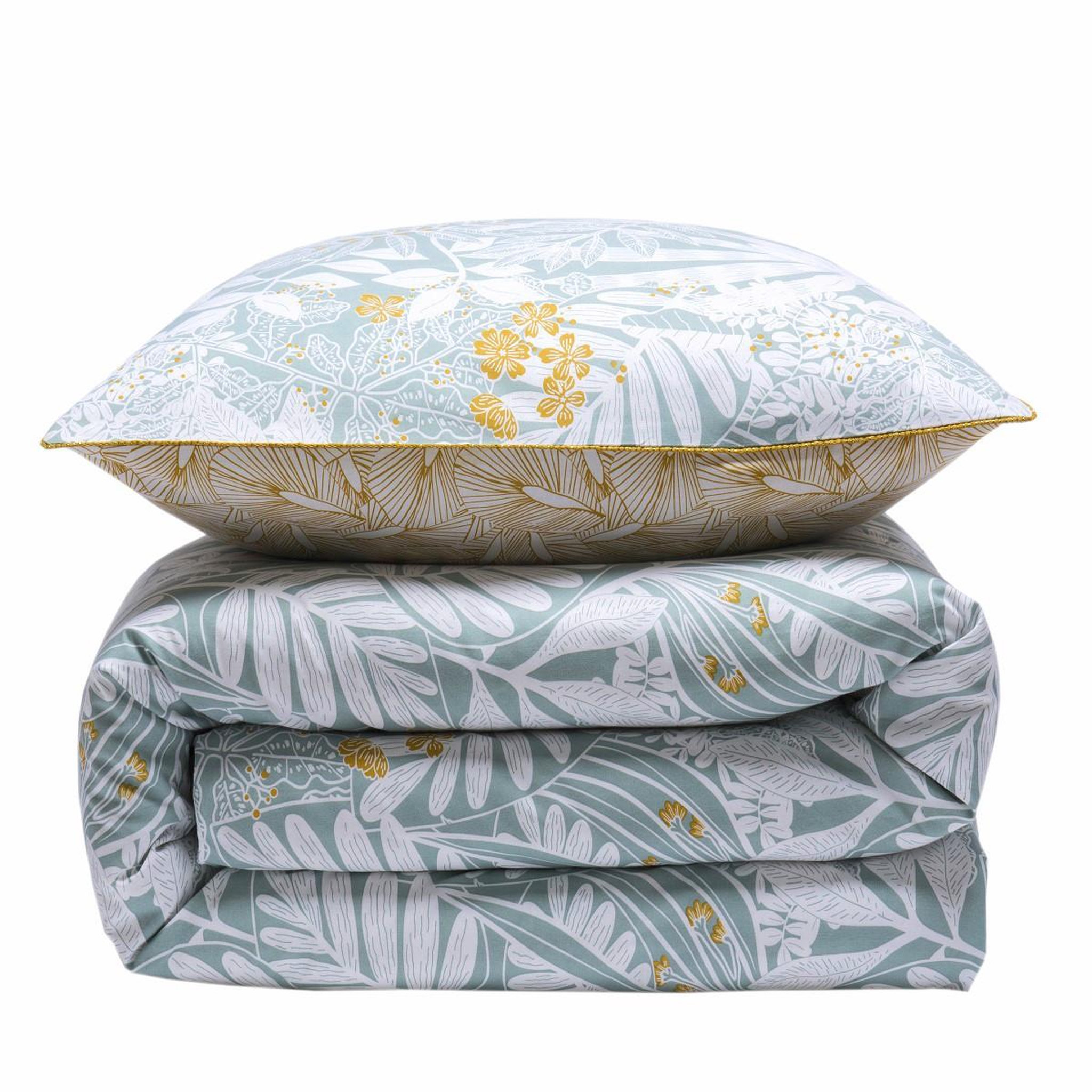 Voir la diapositive 3 : FUTURE HOME Parure de lit 2 personnes en coton 57 fils imprimé bleu