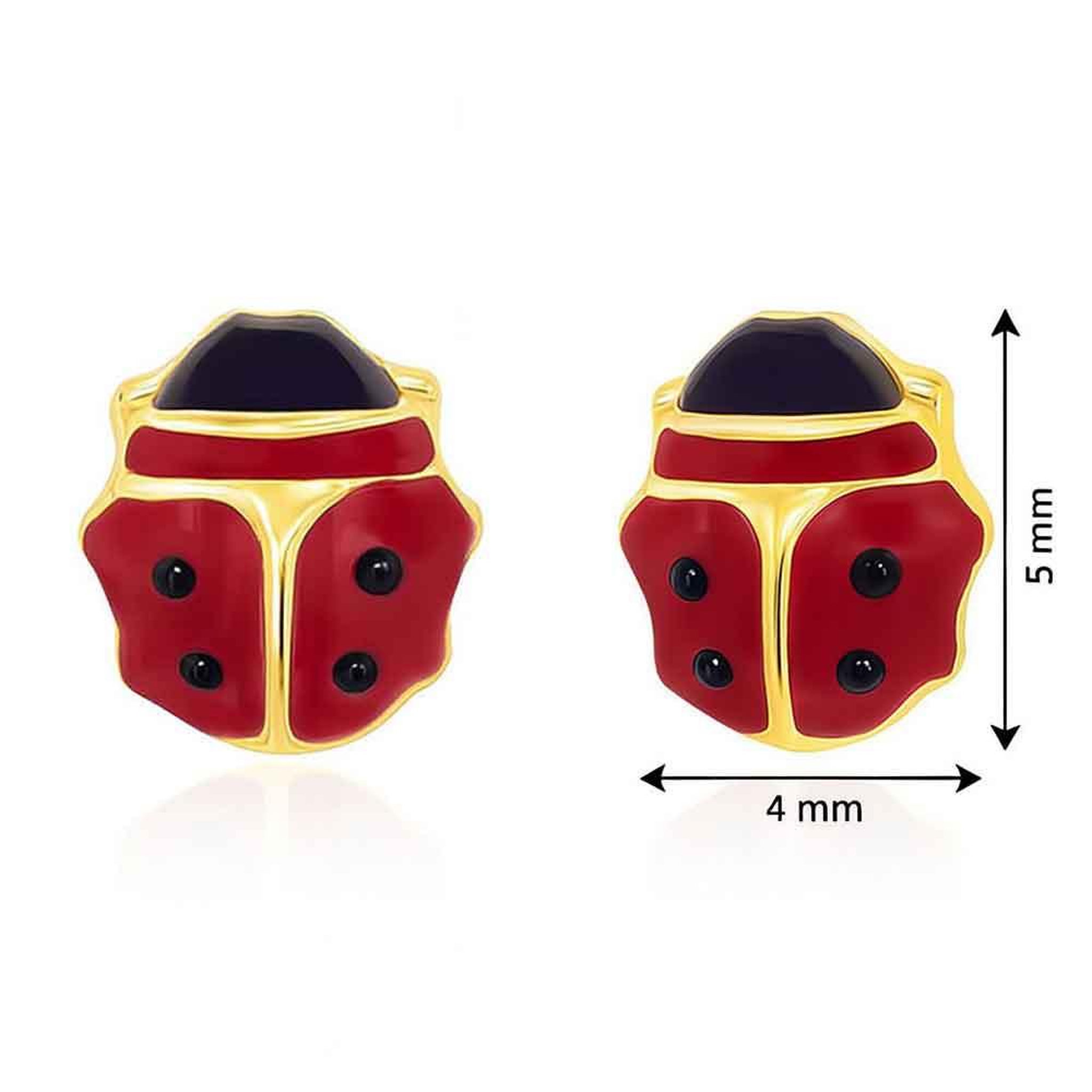 Voir la diapositive 4 : L'ATELIER D'AZUR Boucles d'Oreilles Coccinelles - Or Jaune - Enfant
