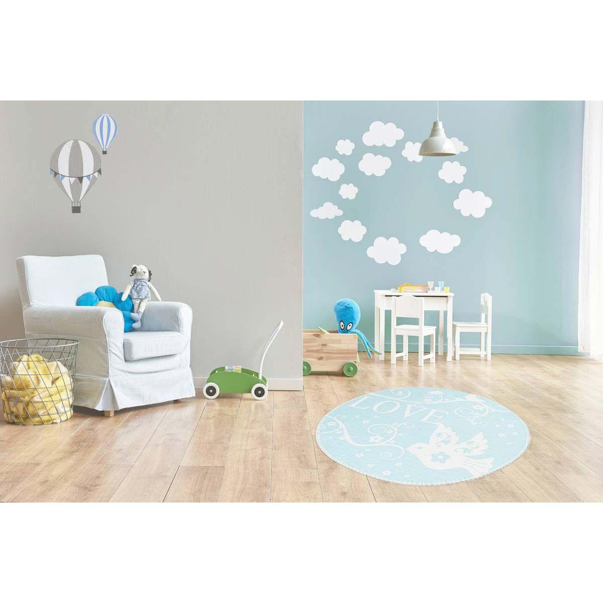 Voir la diapositive 6 : Paris Prix Tapis rond enfant imprimé  bambini vii  160cm menthe