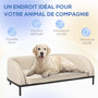 Voir la diapositive 4 : PAWHUT Canapé chien lit pour chien chat design contemporain dim. 101L x 62P x 34H cm coussin moelleux velours beige