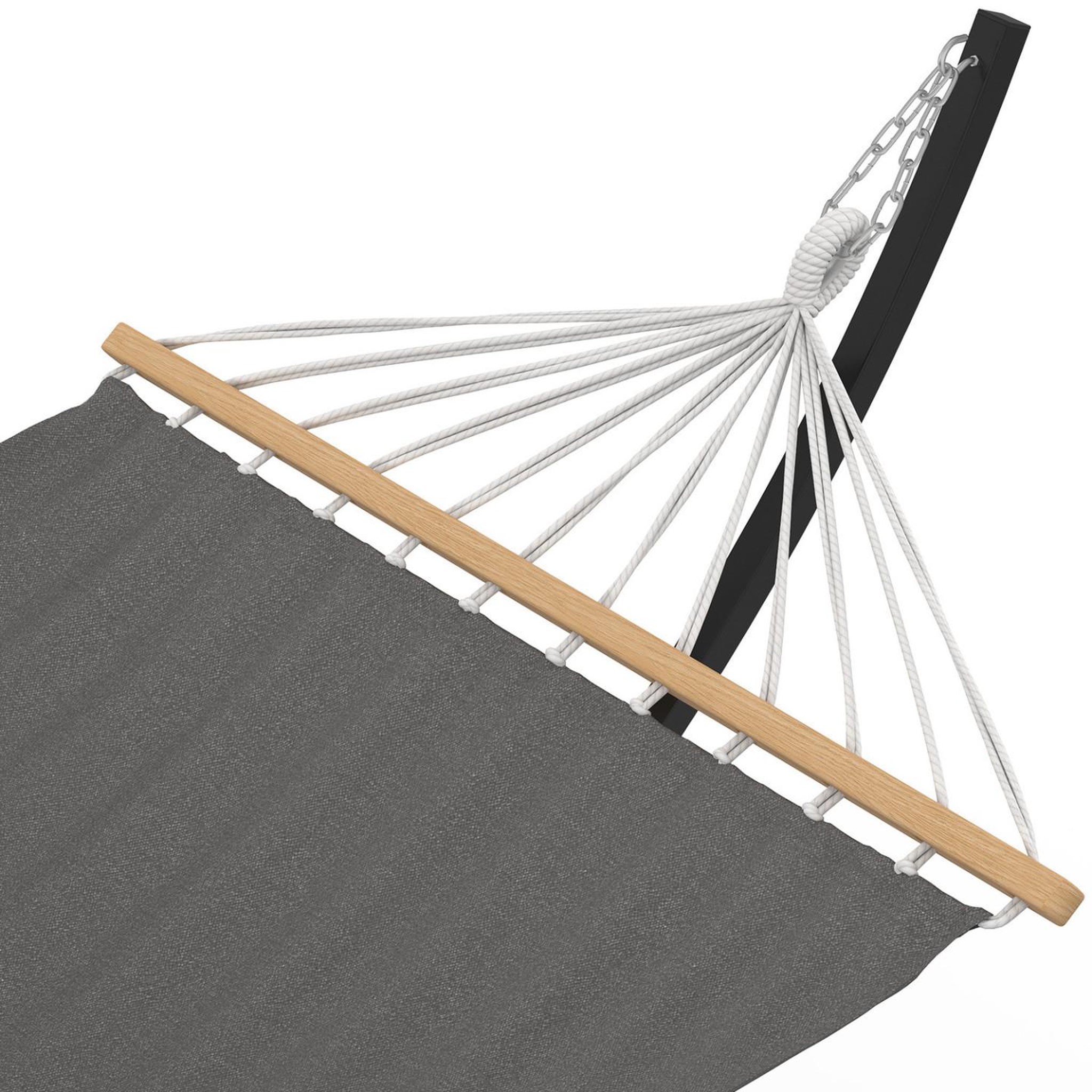 Voir la diapositive 5 : ID MARKET Hamac xl avec support métal noir et toile gris anthracite