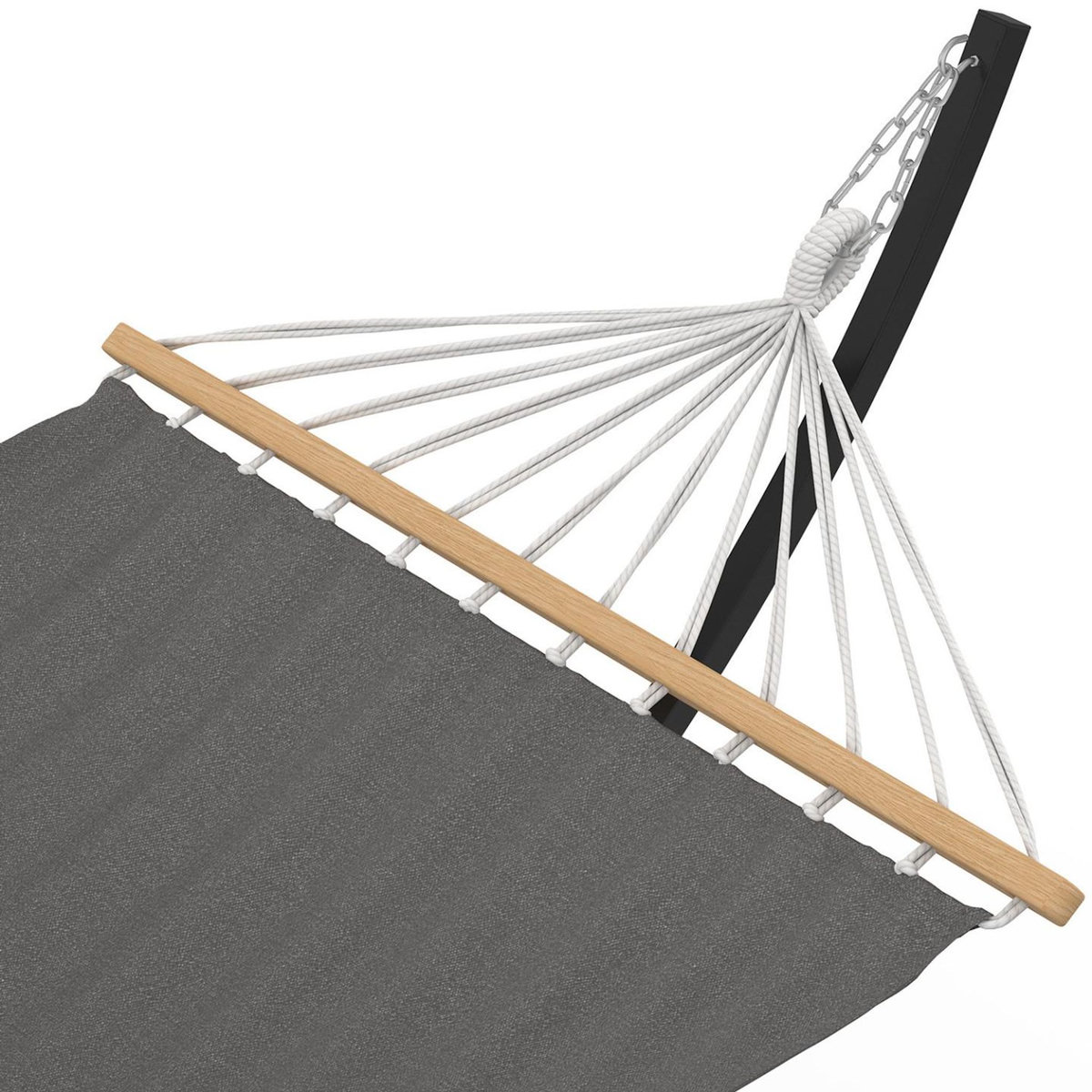 ID MARKET Hamac XL avec support métal noir et toile gris anthracite