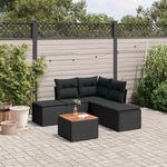 VIDAXL Salon de jardin 6 pcs avec coussins noir resine tressee