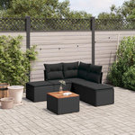 VIDAXL Salon de jardin 6 pcs avec coussins noir resine tressee