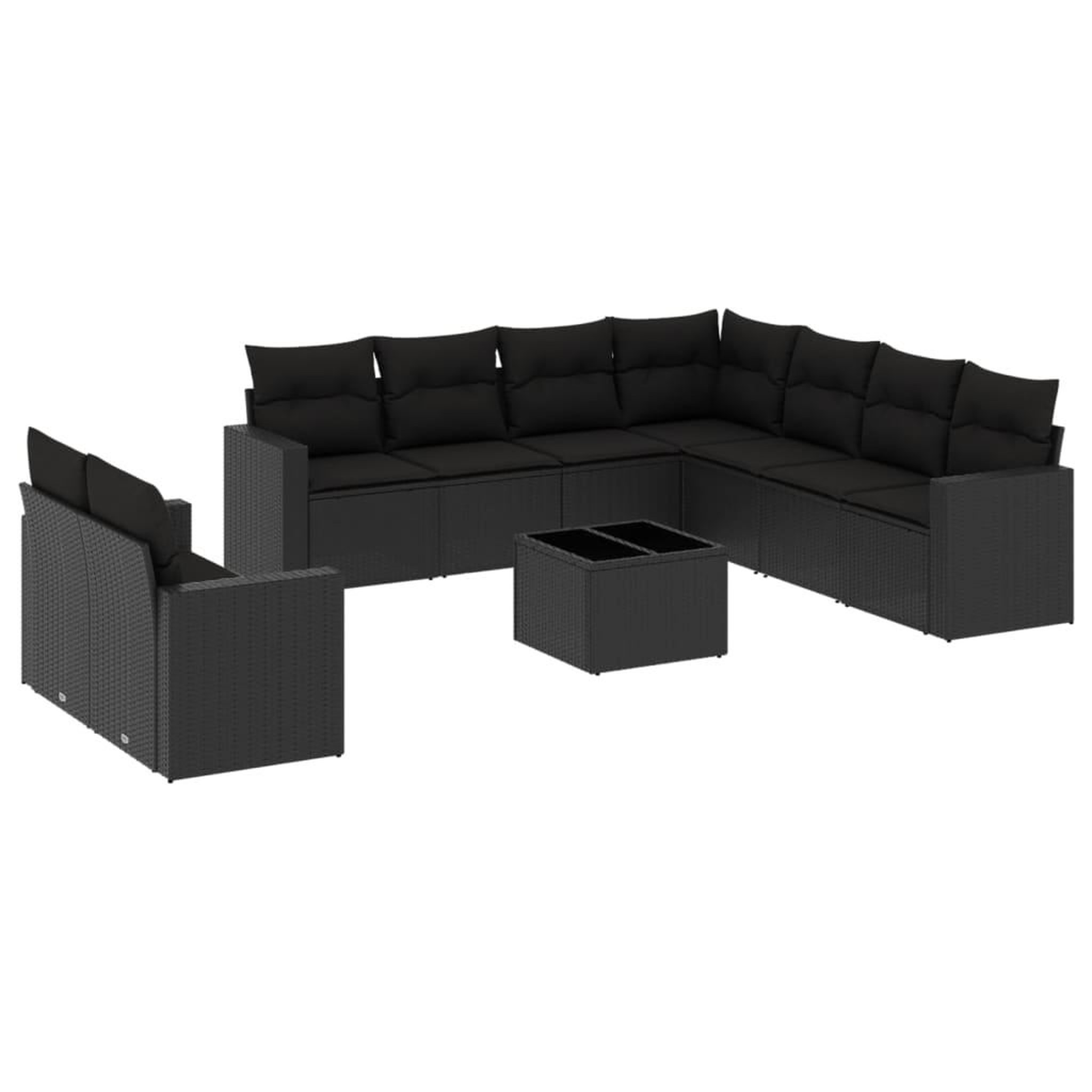 Voir la diapositive 2 : VIDAXL Salon de jardin 10 pcs avec coussins noir resine tressee