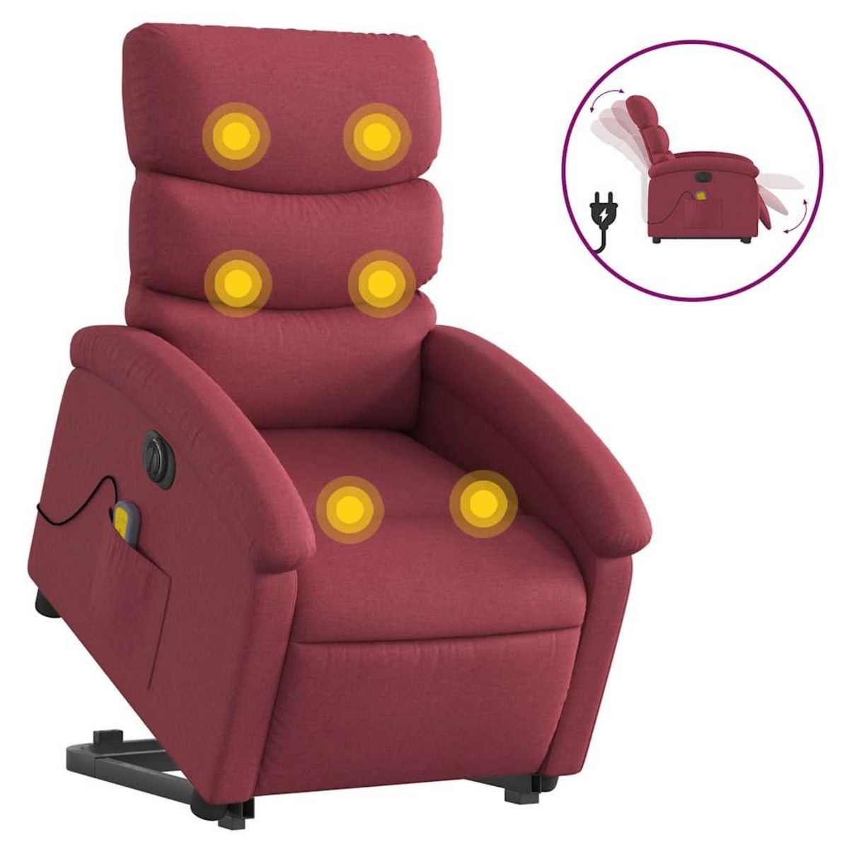 VIDAXL Fauteuil inclinable de massage electrique Rouge bordeaux Tissu