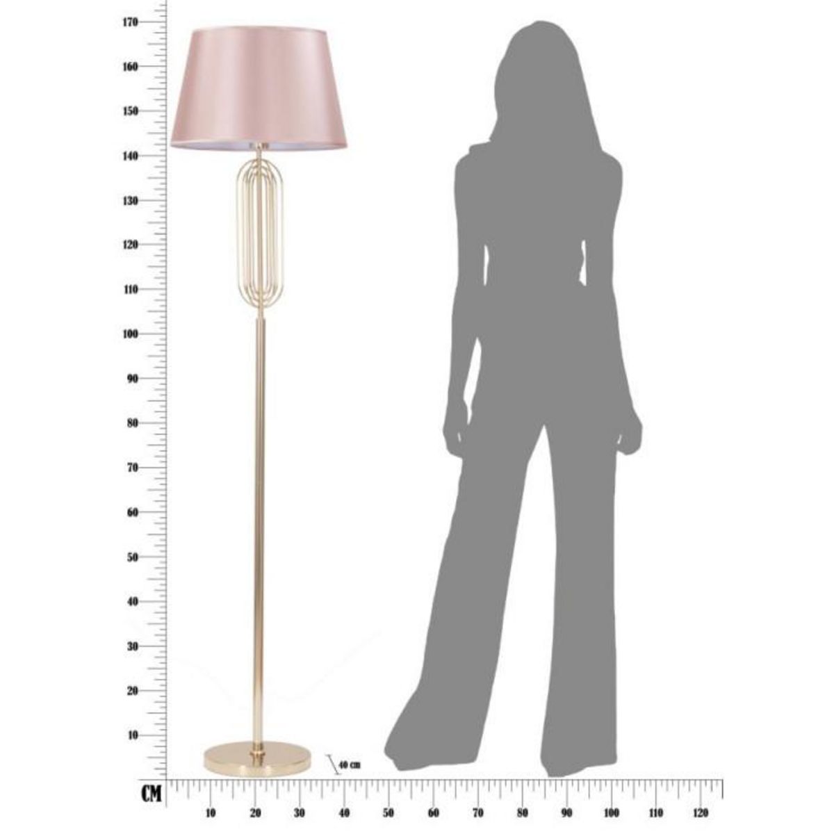 Paris Prix Lampadaire Design en Métal  Krista  168cm Rose & Or