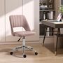 Voir la diapositive 2 : VINSETTO Vinsetto Chaise de bureau design contemporain dossier ergonomique ajouré strié hauteur réglable pivotante 360° piètement chromé velours rose poudré