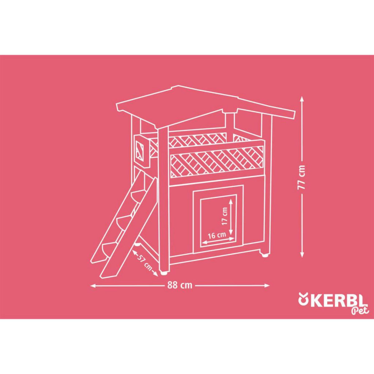 KERBL Kerbl Maison a chat chauffee 4-saisons Deluxe 88x57x77 cm Marron fonce