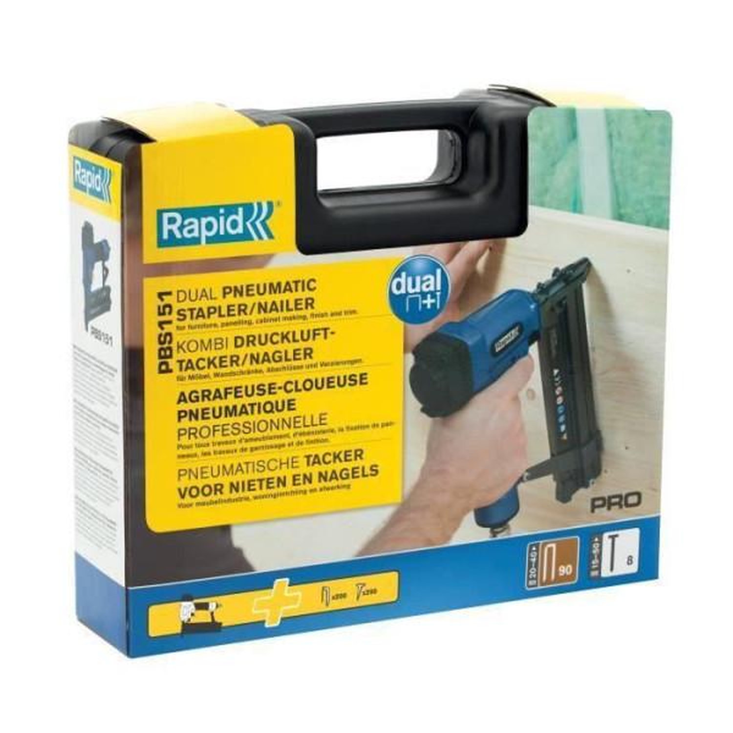 Agrafeuse cloueuse pneumatique RAPID PRO PBS151 pour agrafes 90 de 20 à 40 mm et pointes 8 de 15 à 50mm - vue 5
