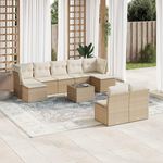 VIDAXL Salon de jardin avec coussins 10 pcs beige resine tressee
