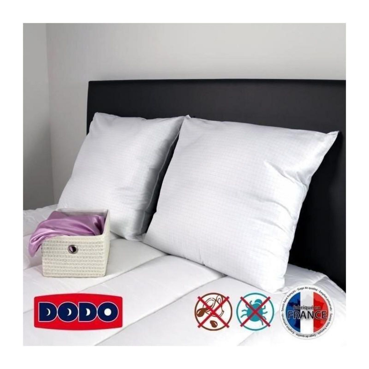 DODO DODO Lot de 2 oreillers Total Protect 65x65 cm blanc