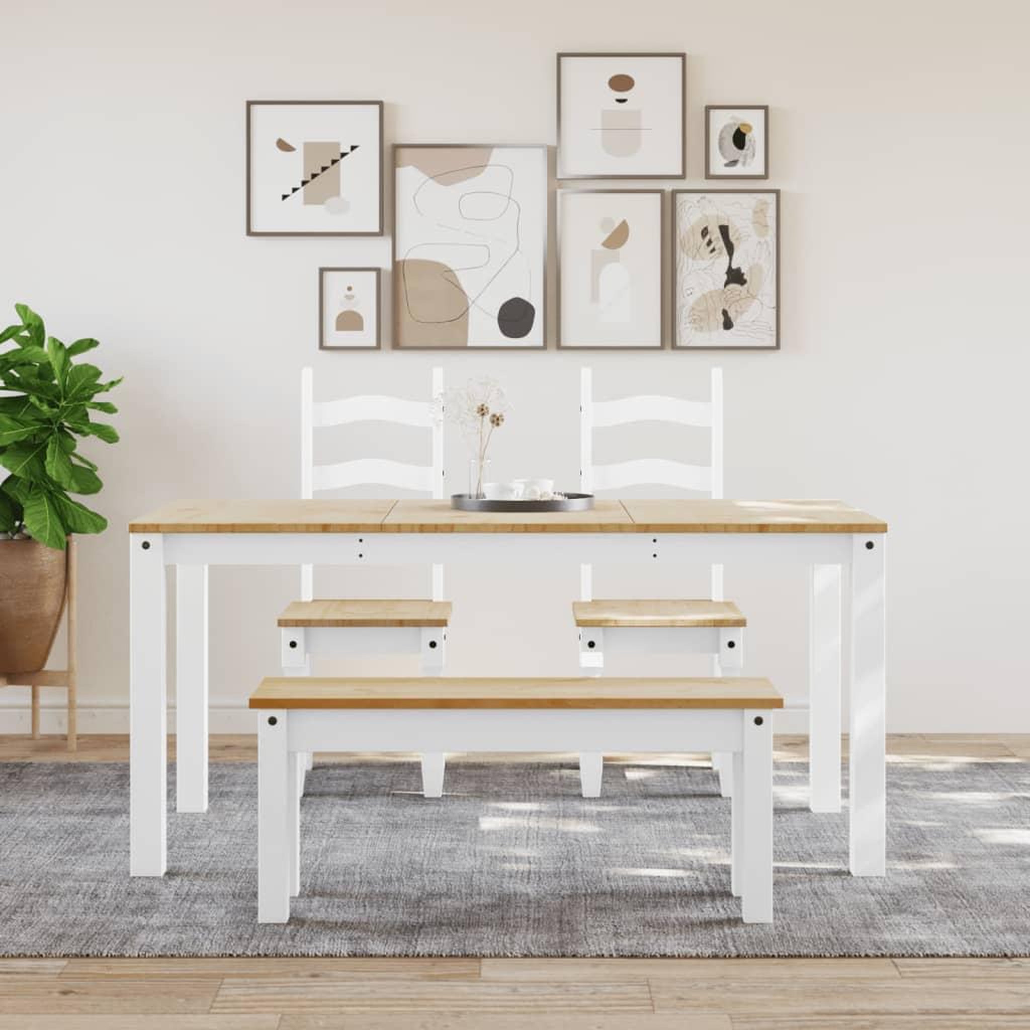 Voir la diapositive 3 : VIDAXL Banc a manger Panama blanc 105x30x45 cm bois massif de pin