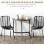 Voir la diapositive 4 : HOMCOM Lot de 2 chaises de jardin style colonial piètement acier résine tressée aspect rotin noir